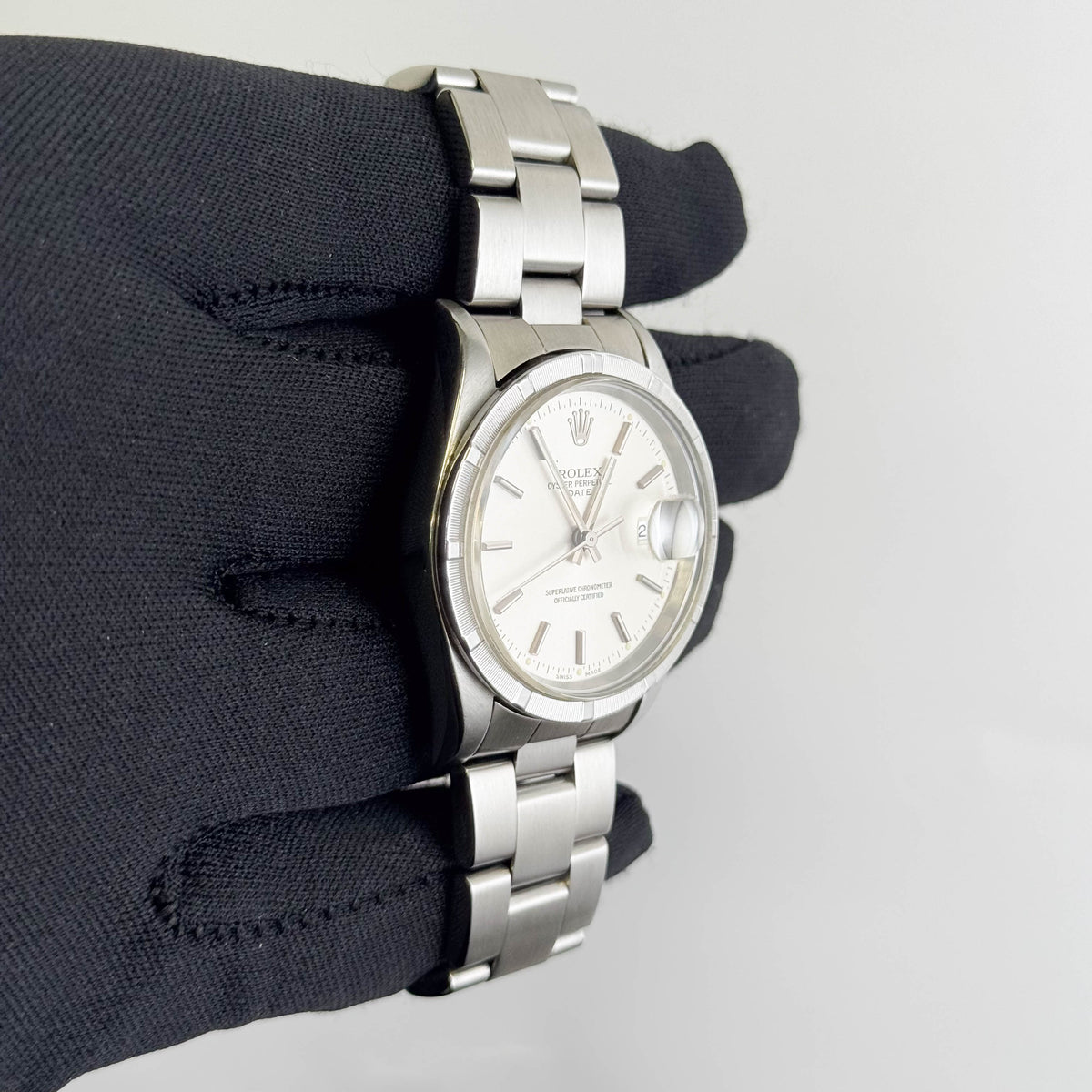 Rolex Oyster Perpetual Date 34mm Silver Dial Watch Ref# 15210