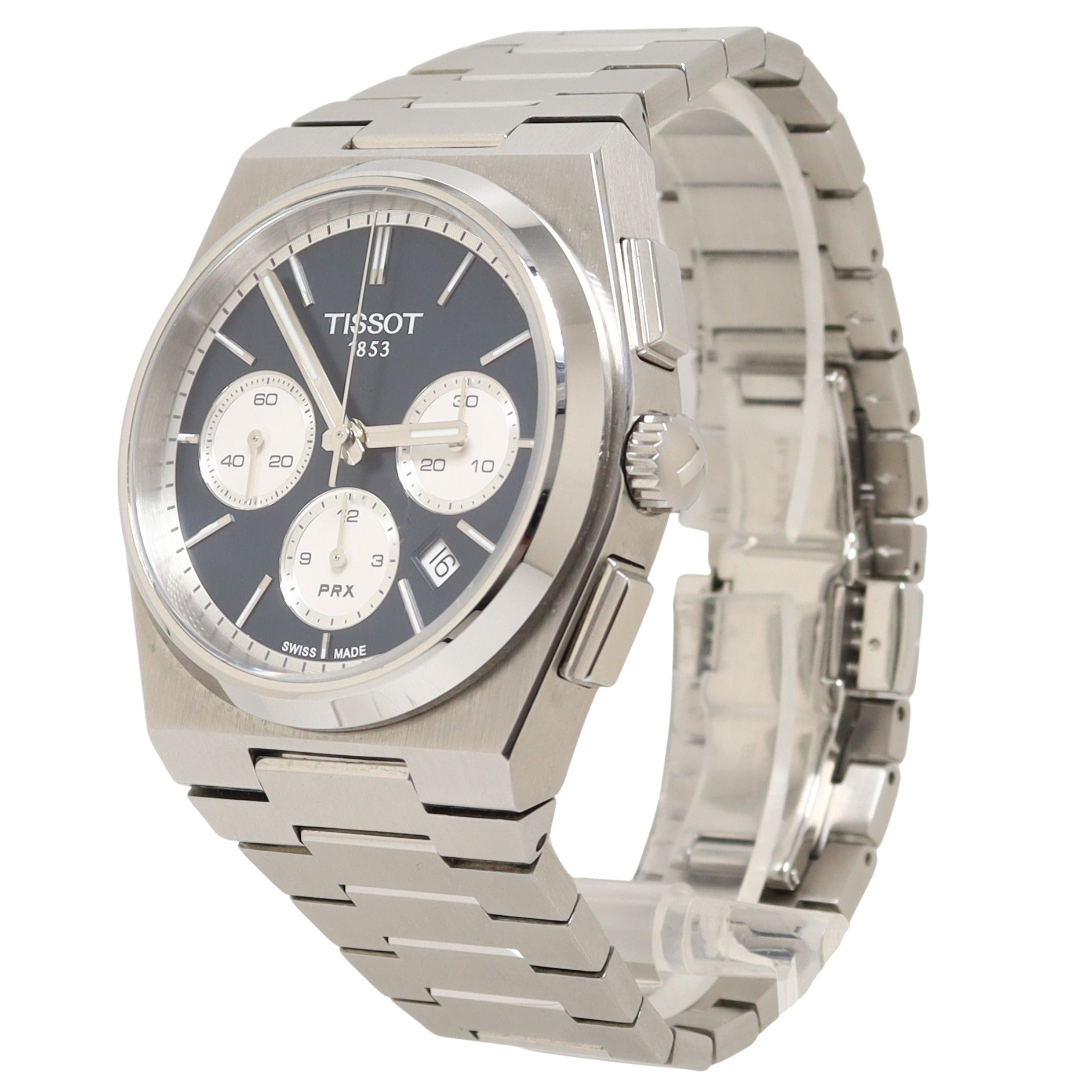 Tissot PRX 42mm Stainless Steel Black Chronograph Dial Watch Reference# T137.427.11.041.00 - Happy Jewelers Fine Jewelry Lifetime Warranty