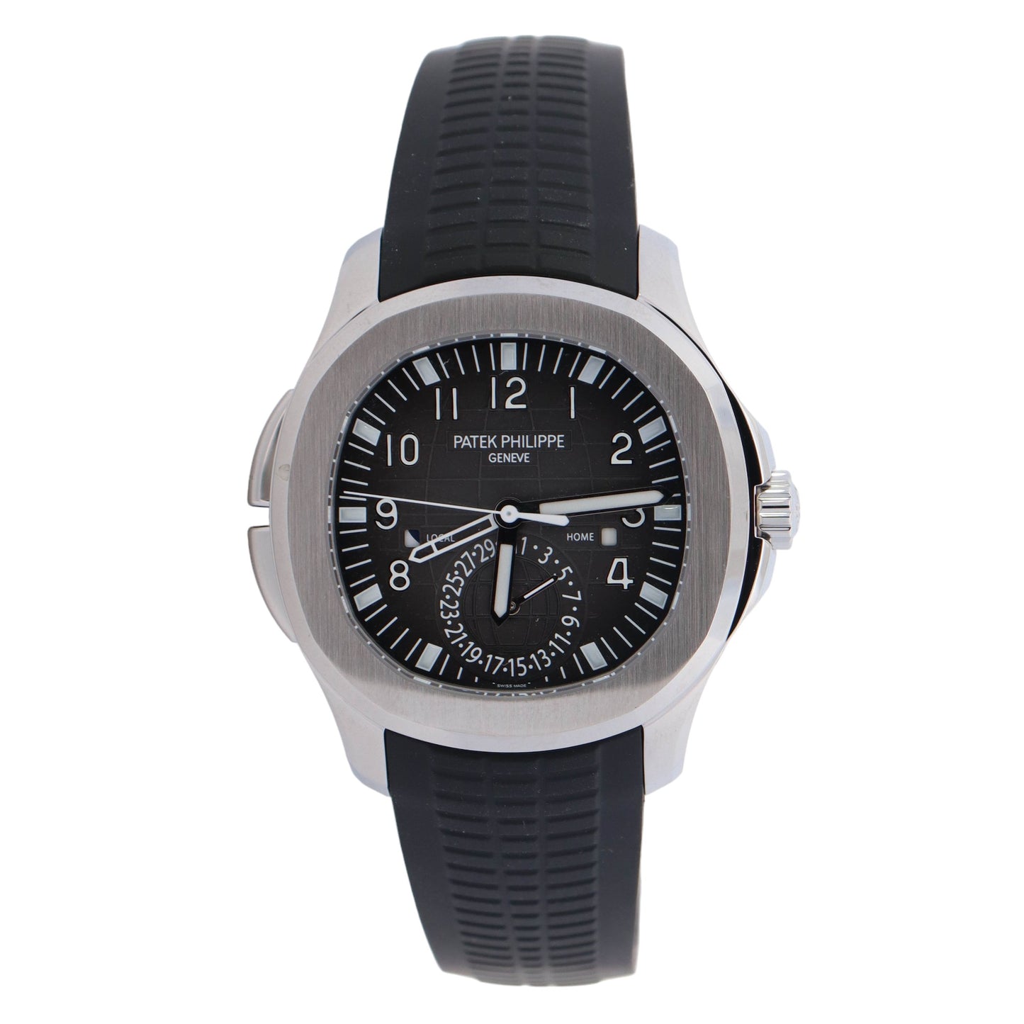 Patek Philippe Aquanaut Travel Time Stainless Steel 40mm Black Arabic Dial Watch Reference #: 5164A-001 - Happy Jewelers Fine Jewelry Lifetime Warranty