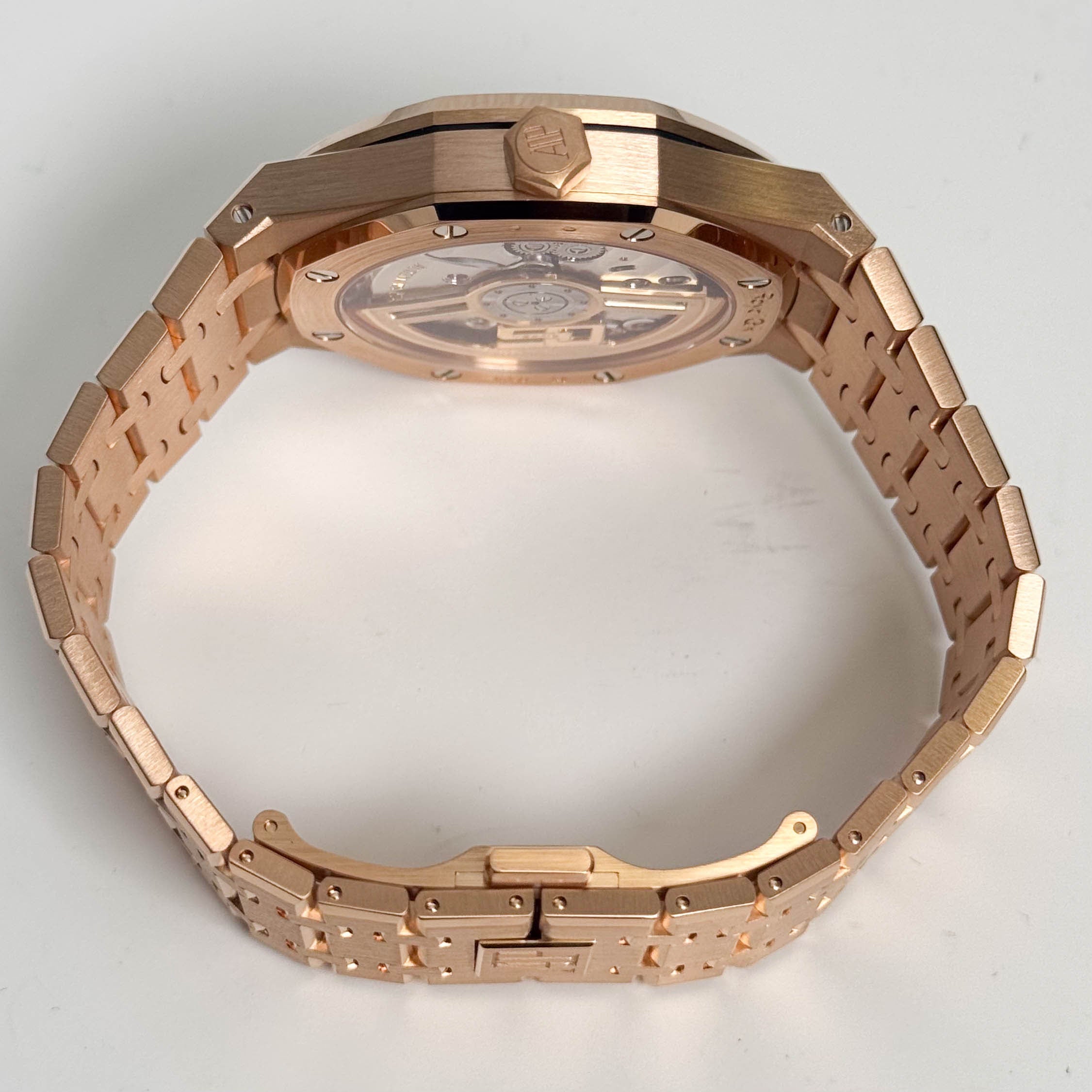 Audemars Piguet Royal Oak 50th Anniversary Rose Gold 41mm Black Stick Dial Watch Ref# 15500OR.OO.1220OR.01 - Happy Jewelers Fine Jewelry Lifetime Warranty