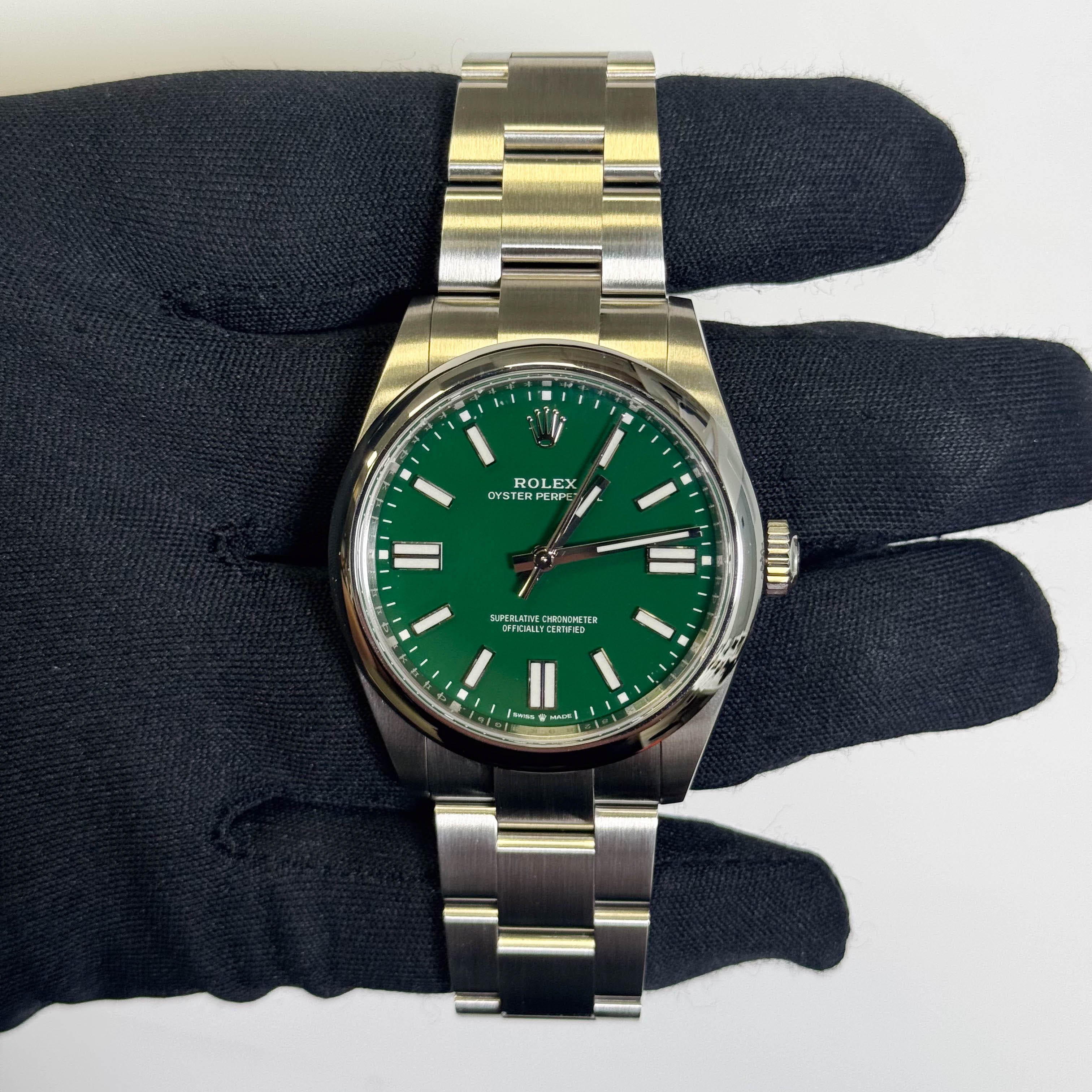 Rolex Oyster Perpetual 41mm Green Dial Watch Ref# 134300 - Happy Jewelers Fine Jewelry Lifetime Warranty