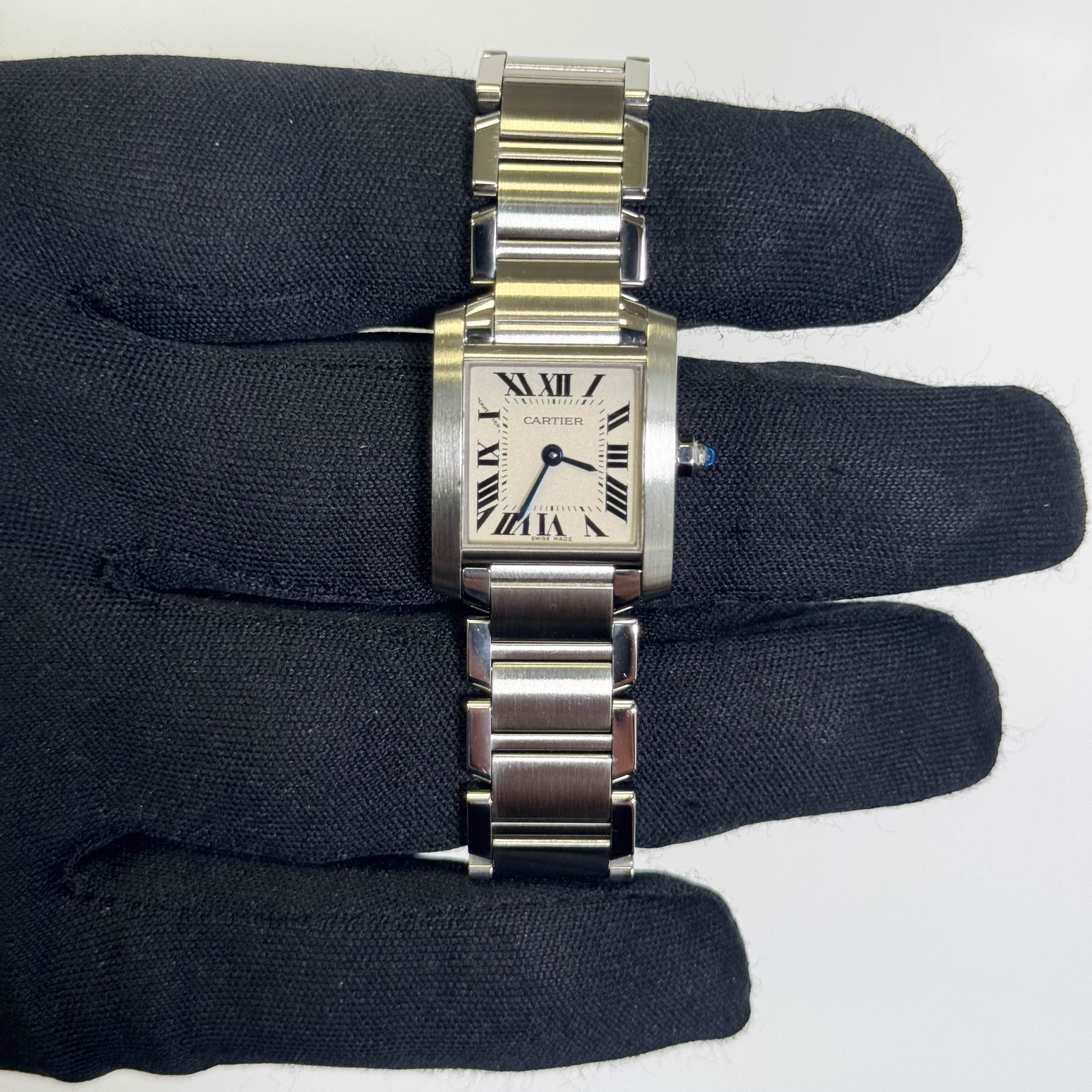 Cartier Tank Stainless Steel 20mm Ivory Dial Watch Ref# W51008Q3 - Happy Jewelers Fine Jewelry Lifetime Warranty