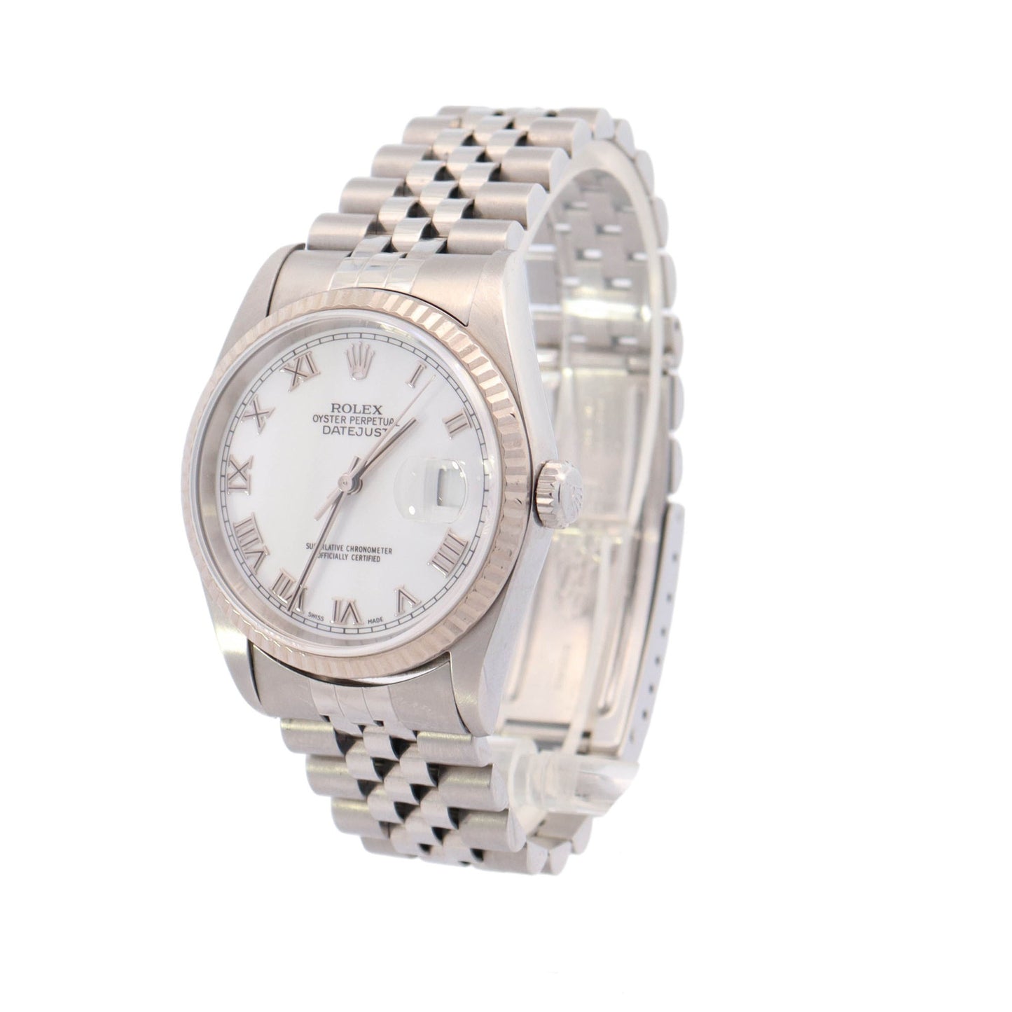 Rolex Datejust Stainless Steel 36mm White Roman Dial Watch  Reference #: 16234 - Happy Jewelers Fine Jewelry Lifetime Warranty
