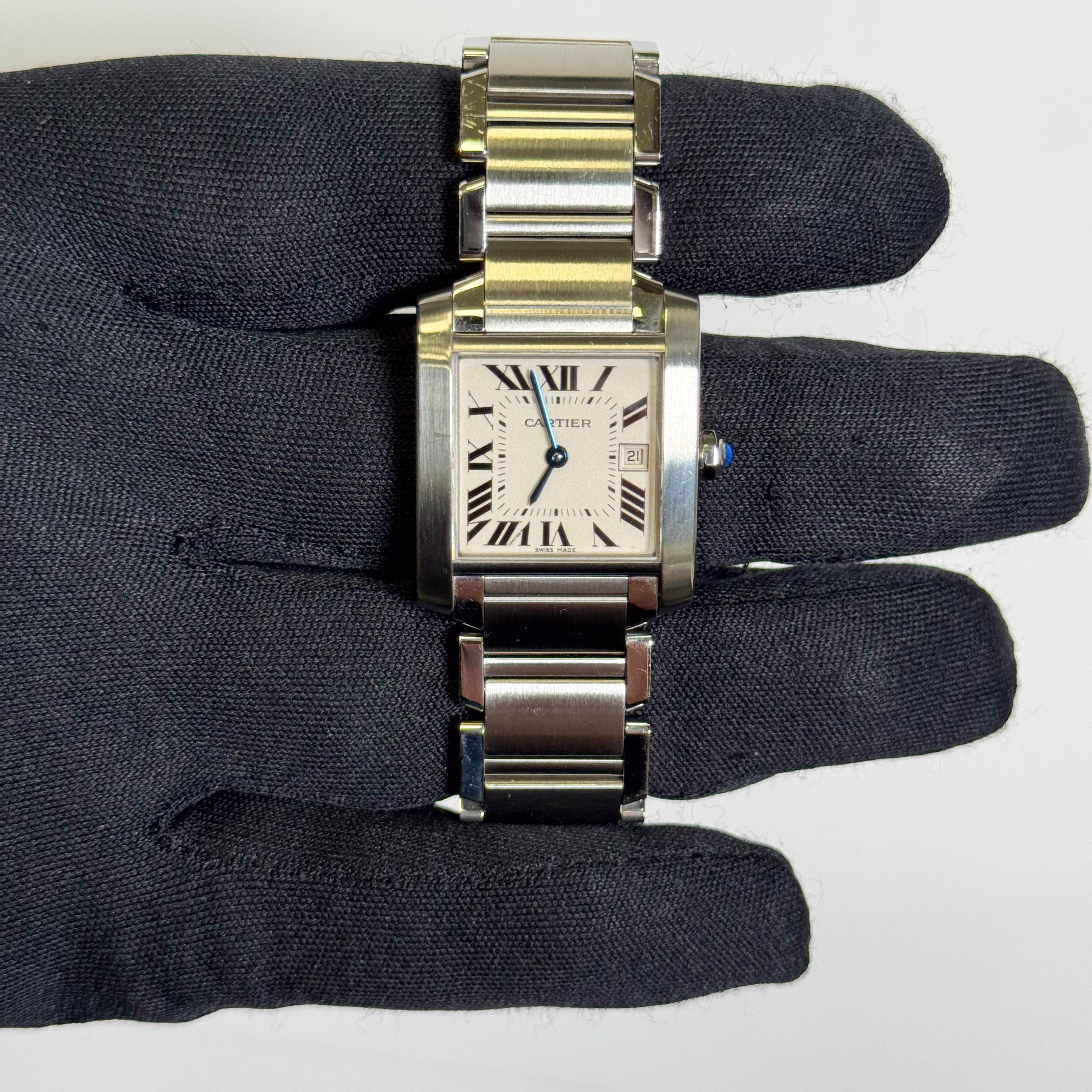 Cartier Tank Stainless Steel 25mm White/Ivory Dial Watch Ref# W51011Q3 - Happy Jewelers Fine Jewelry Lifetime Warranty