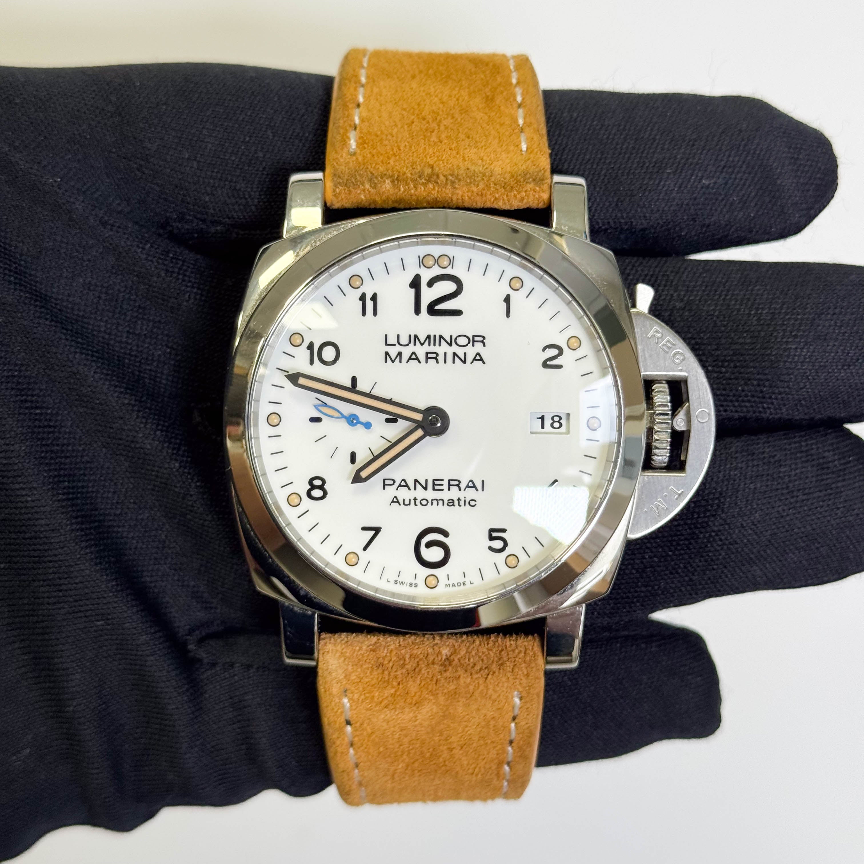 Panerai Luminor Marina 44mm White Dial Watch Ref# PAM01499 - Happy Jewelers Fine Jewelry Lifetime Warranty