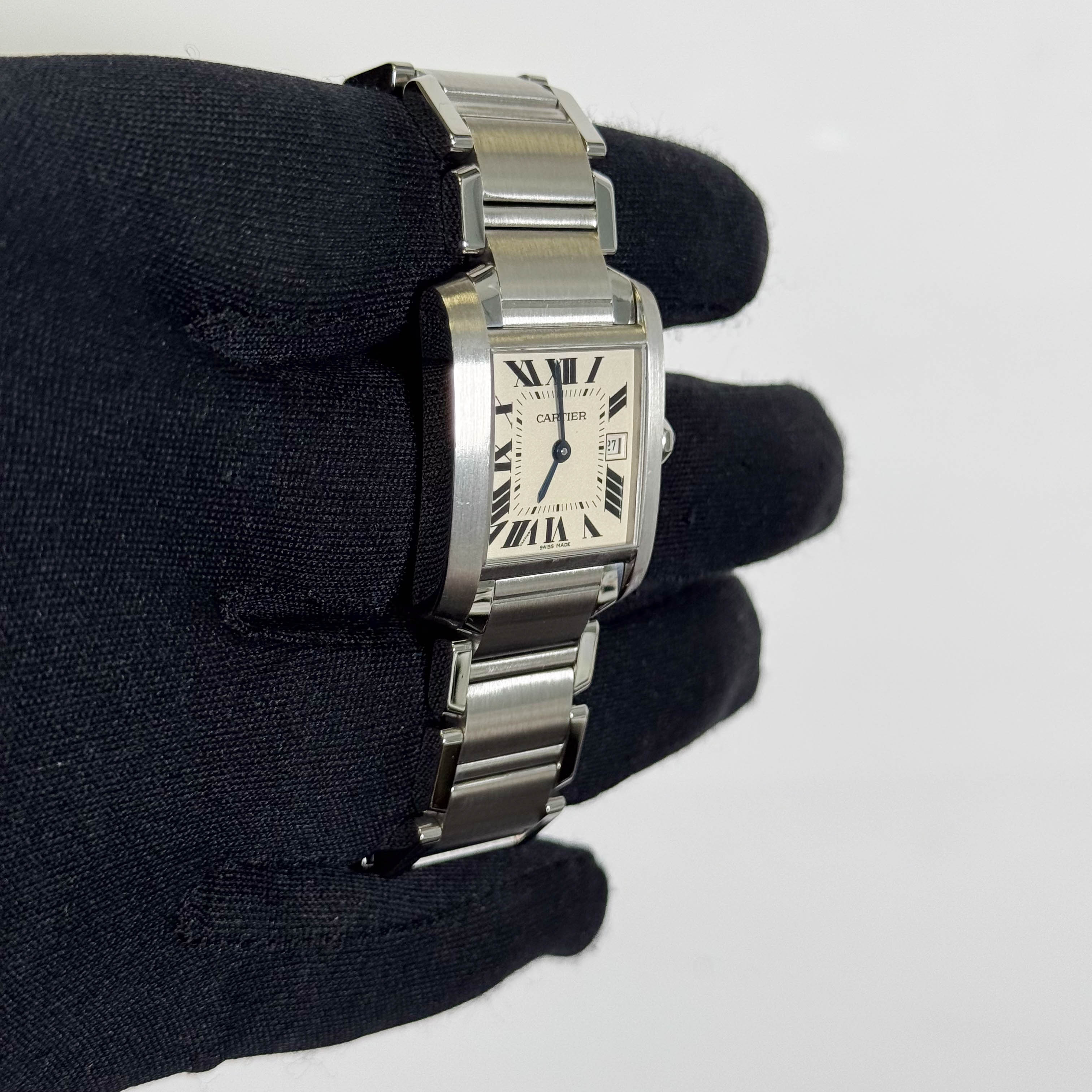 Cartier Tank Stainless Steel 25mm White/Ivory Dial Watch Ref# W51011Q3 - Happy Jewelers Fine Jewelry Lifetime Warranty