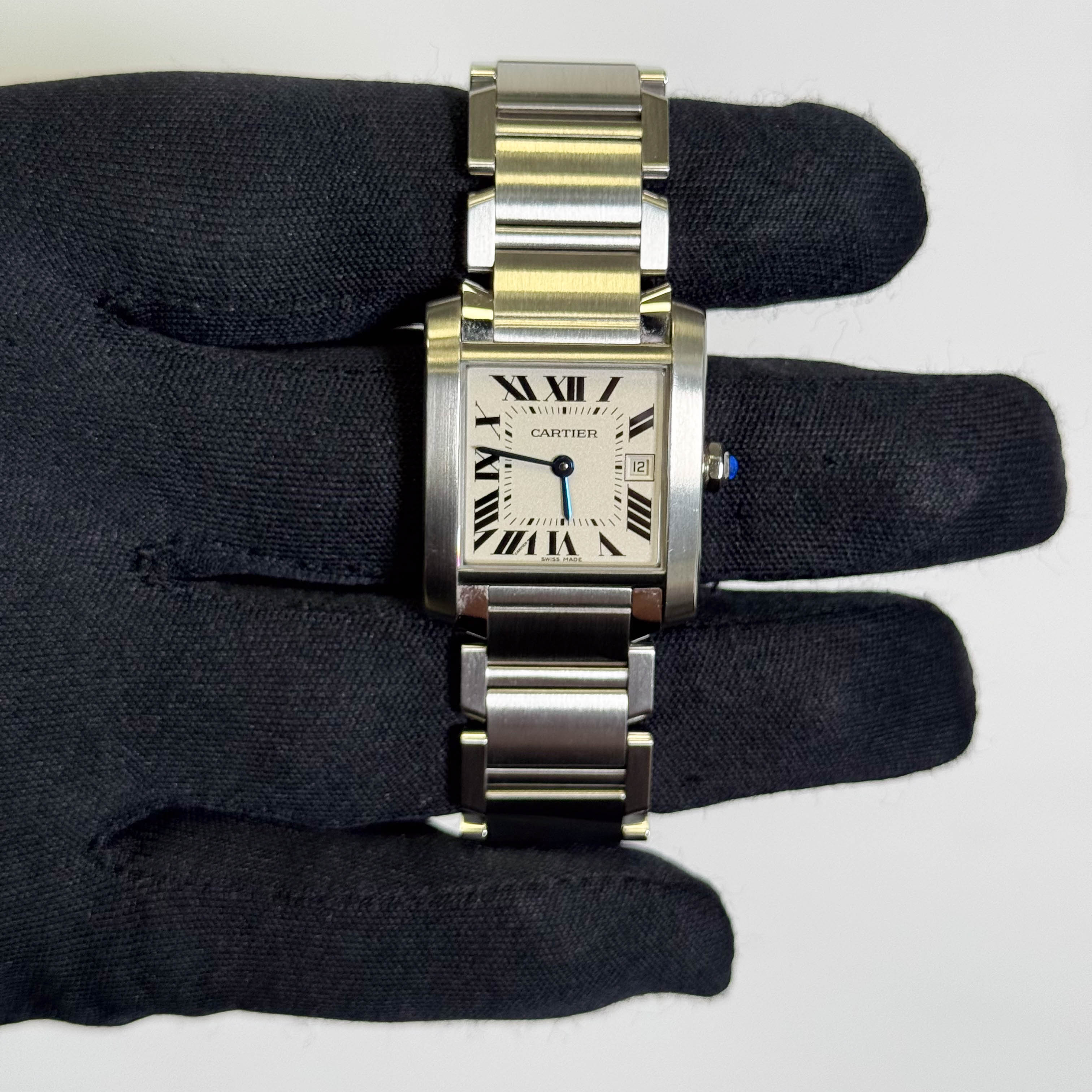 Cartier Tank Stainless Steel 25mm White/Ivory Dial Watch Ref# W51011Q3 - Happy Jewelers Fine Jewelry Lifetime Warranty