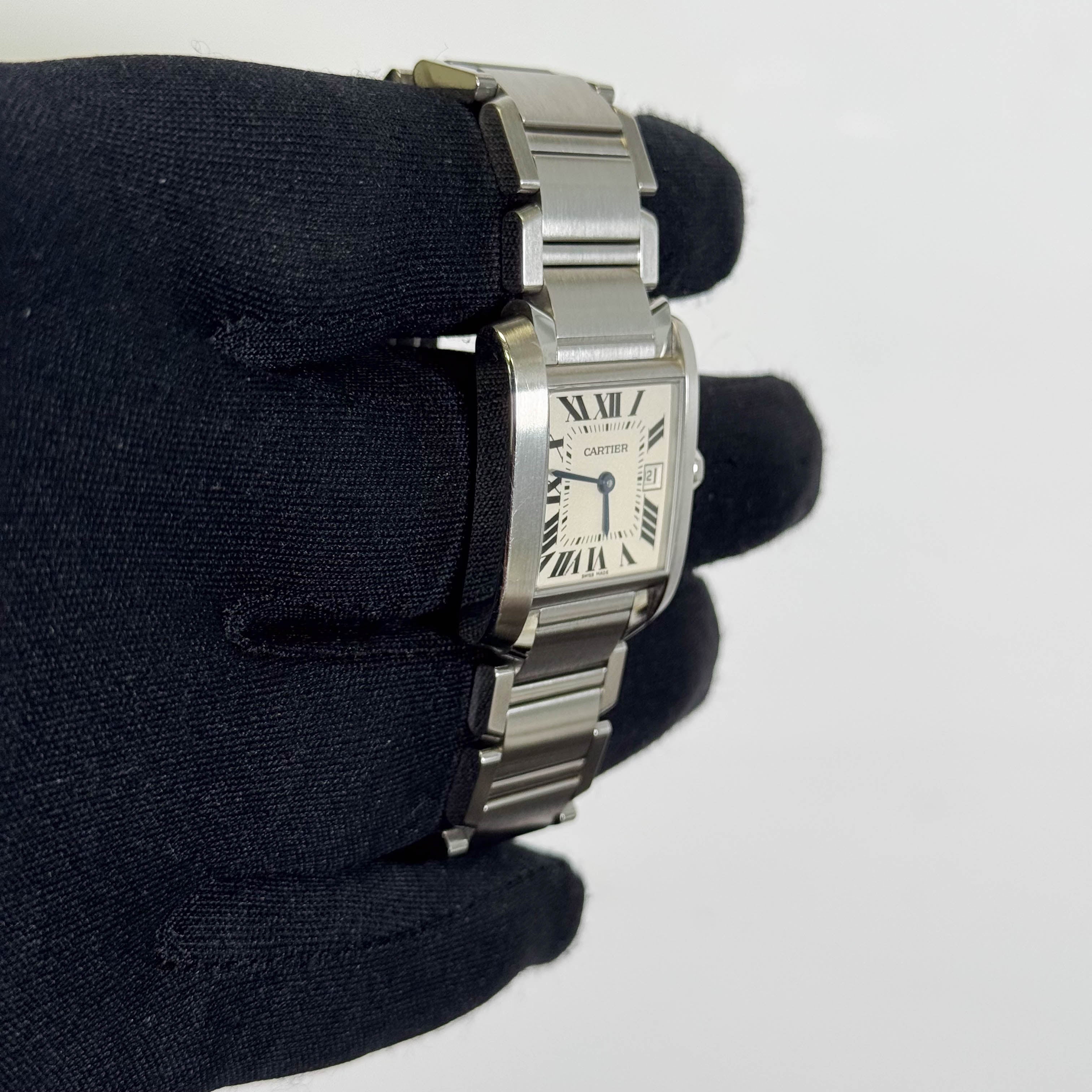 Cartier Tank Stainless Steel 25mm White/Ivory Dial Watch Ref# W51011Q3 - Happy Jewelers Fine Jewelry Lifetime Warranty