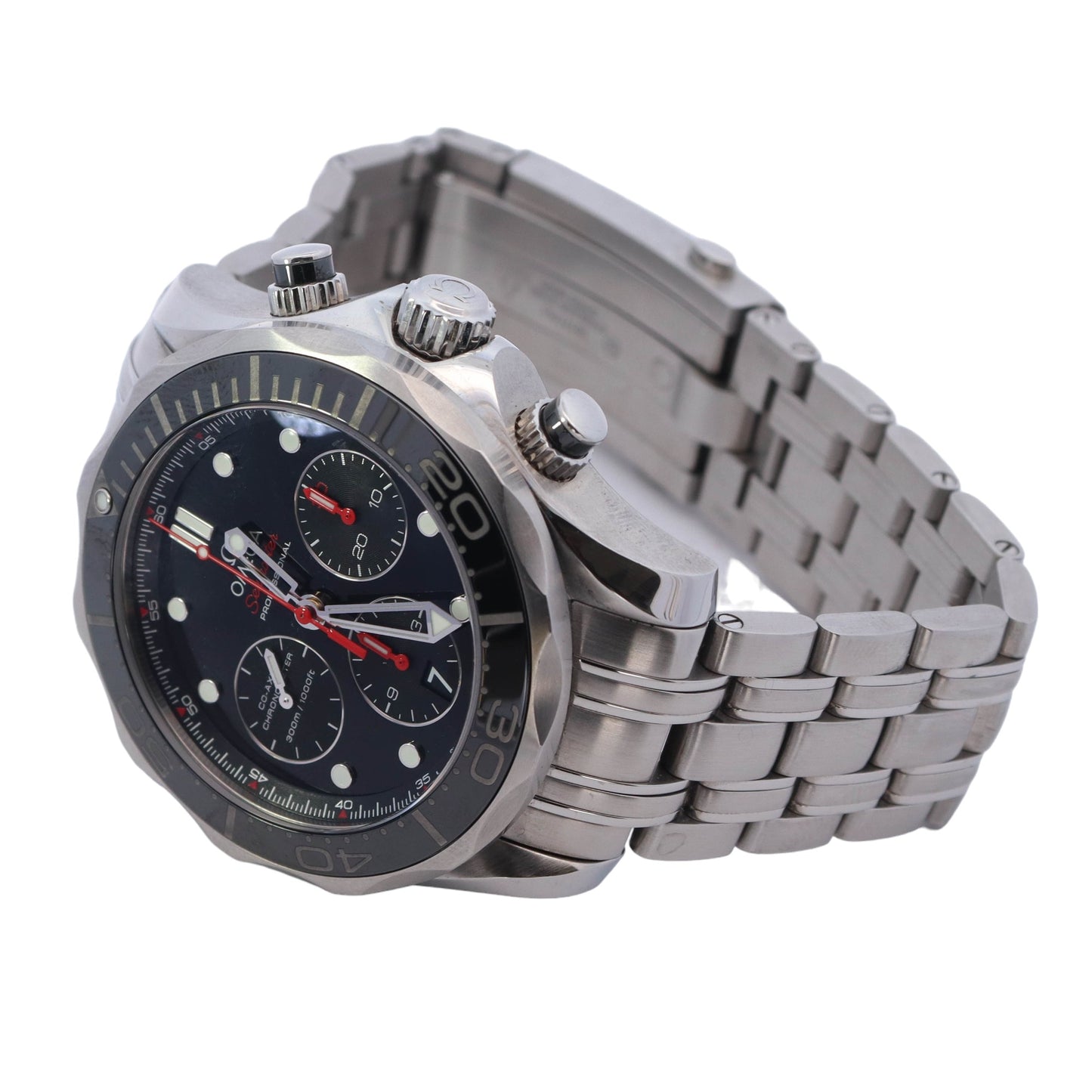 Omega Seamaster Chronograph 300m Stainless Steel 44mm Black Chronograph Dot Dial Watch  Reference #: 212.30.44.50.01.001