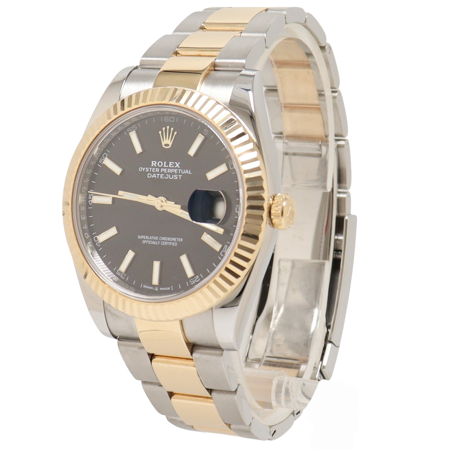 Rolex Datejust Two Tone Yellow Gold & Steel 41mm Black Stick Dial Watch  Reference #: 126333 - Happy Jewelers Fine Jewelry Lifetime Warranty
