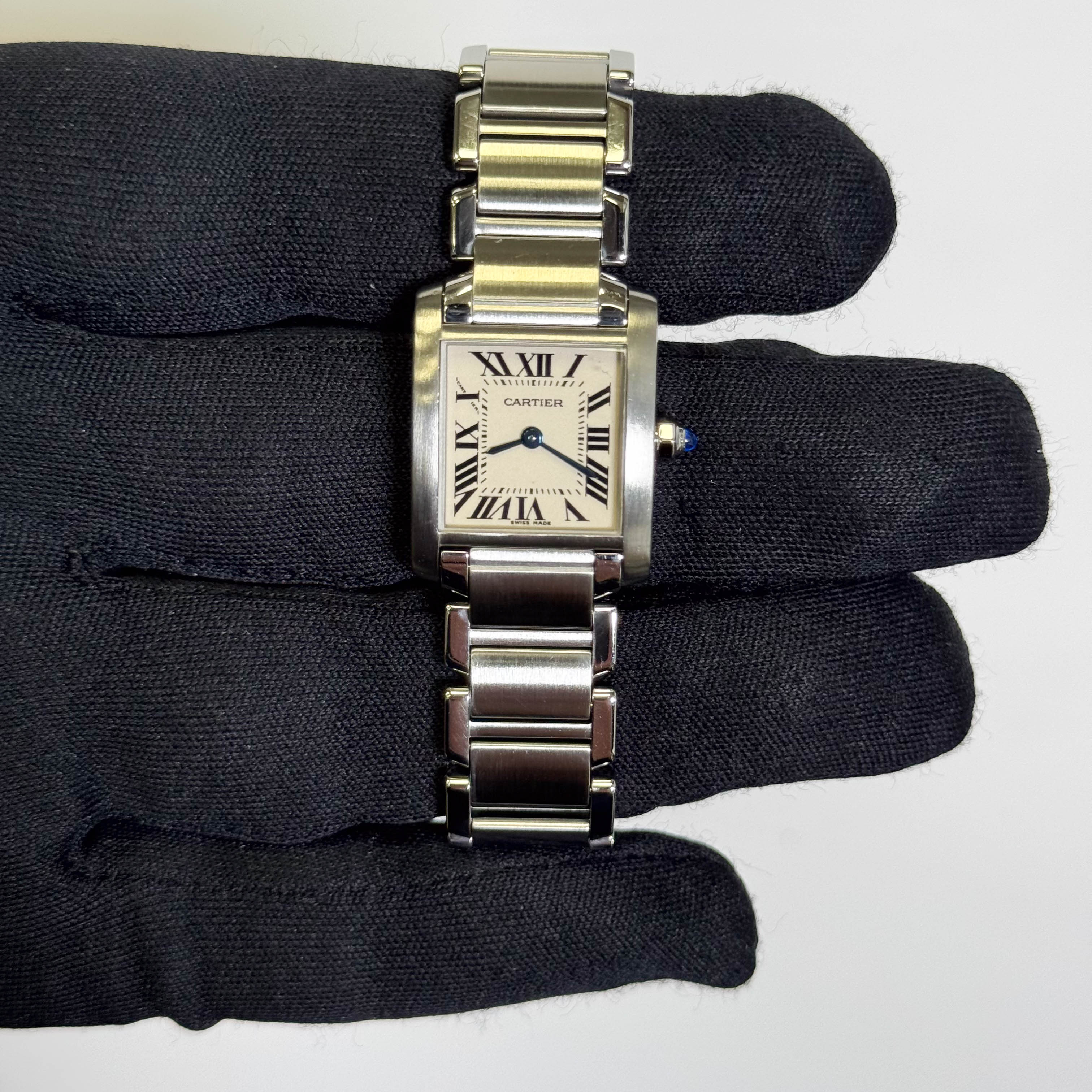 Cartier Tank Stainless Steel 20mm Ivory Dial Watch Ref# W51008Q3 - Happy Jewelers Fine Jewelry Lifetime Warranty