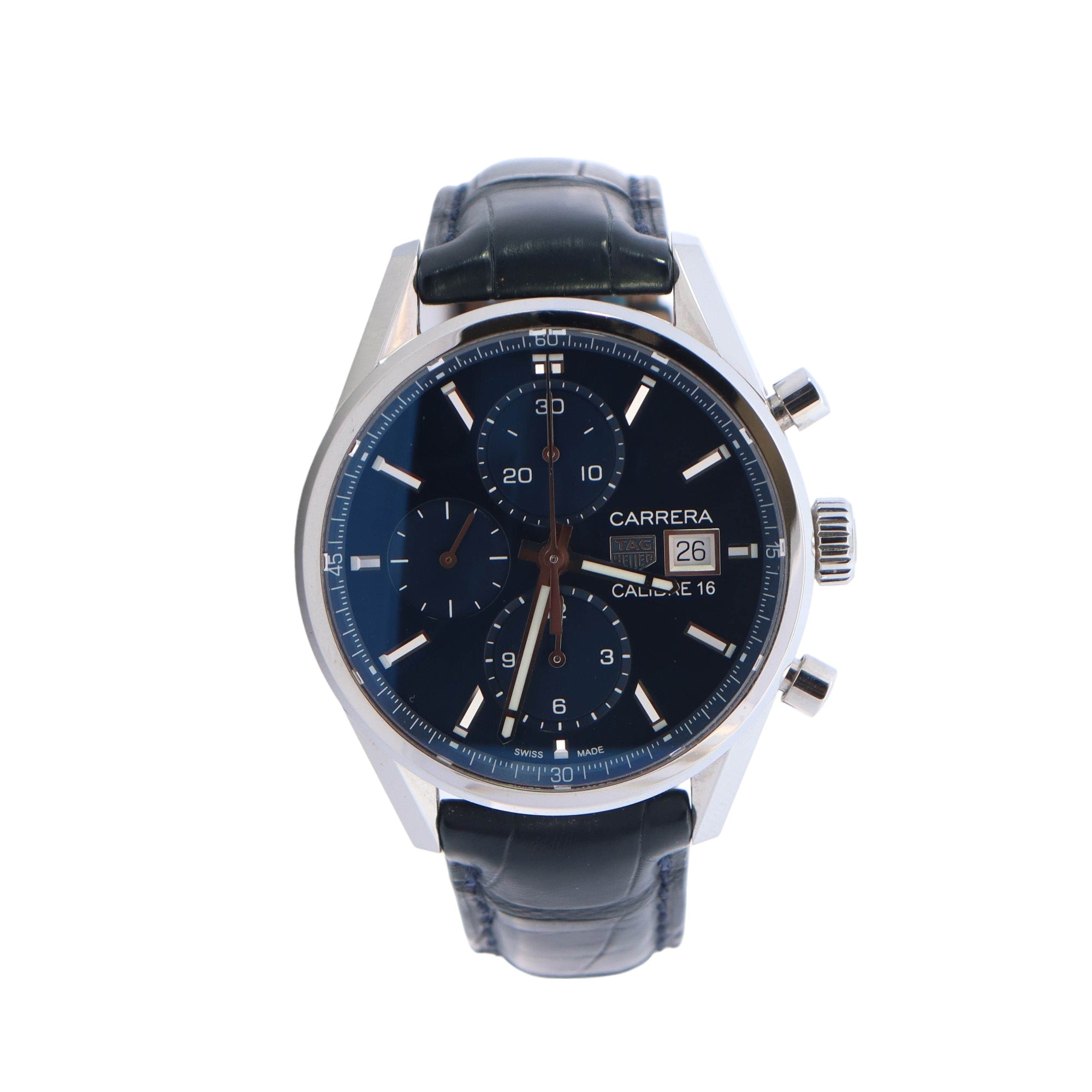 Tag Heuer Carrera Stainless Steel 41mm Blue Chronograph Dial Watch Reference #: CBK2112.FC6292 - Happy Jewelers Fine Jewelry Lifetime Warranty