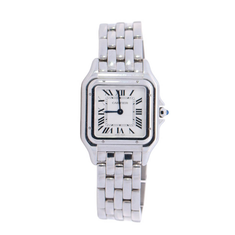 Cartier Panthere Stainless Steel 27mm White Roman Dial Watch Reference #: WSPN0007 - Happy Jewelers Fine Jewelry Lifetime Warranty