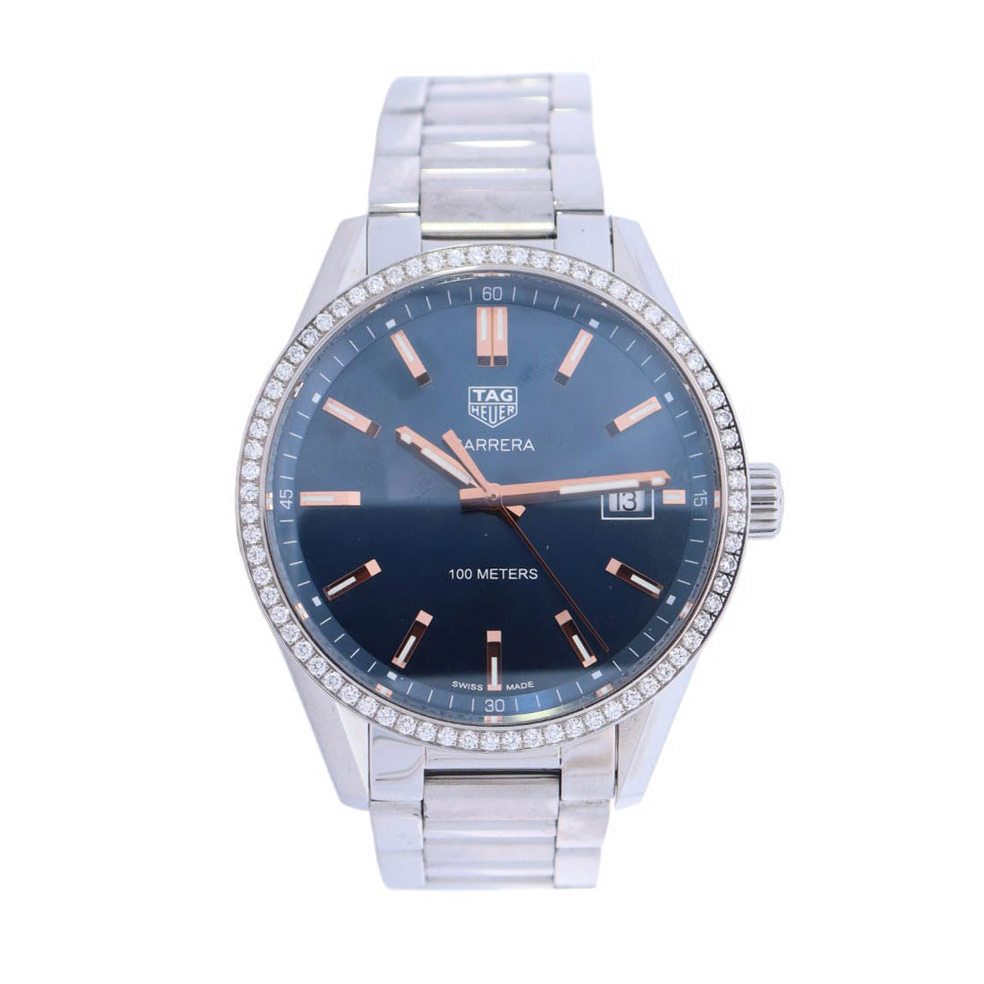 Tag Heuer Carrera Stainless Steel 39mm Blue Stick Dial Watch Reference #: WAR1112.BA0601 - Happy Jewelers Fine Jewelry Lifetime Warranty