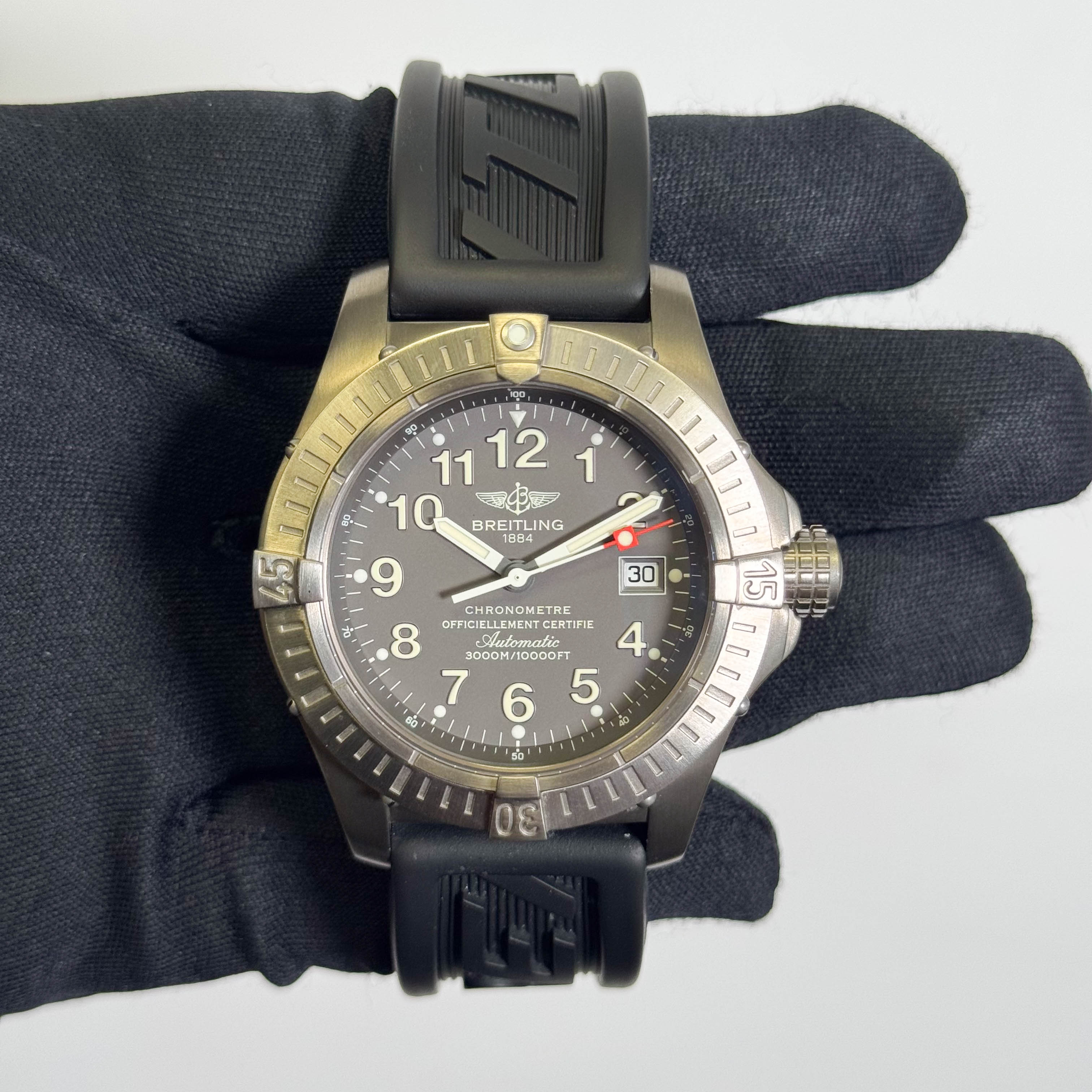 Breitling Avenger Seawolf Titanium 44mm Grey Dial Watch Ref# E17370 - Happy Jewelers Fine Jewelry Lifetime Warranty