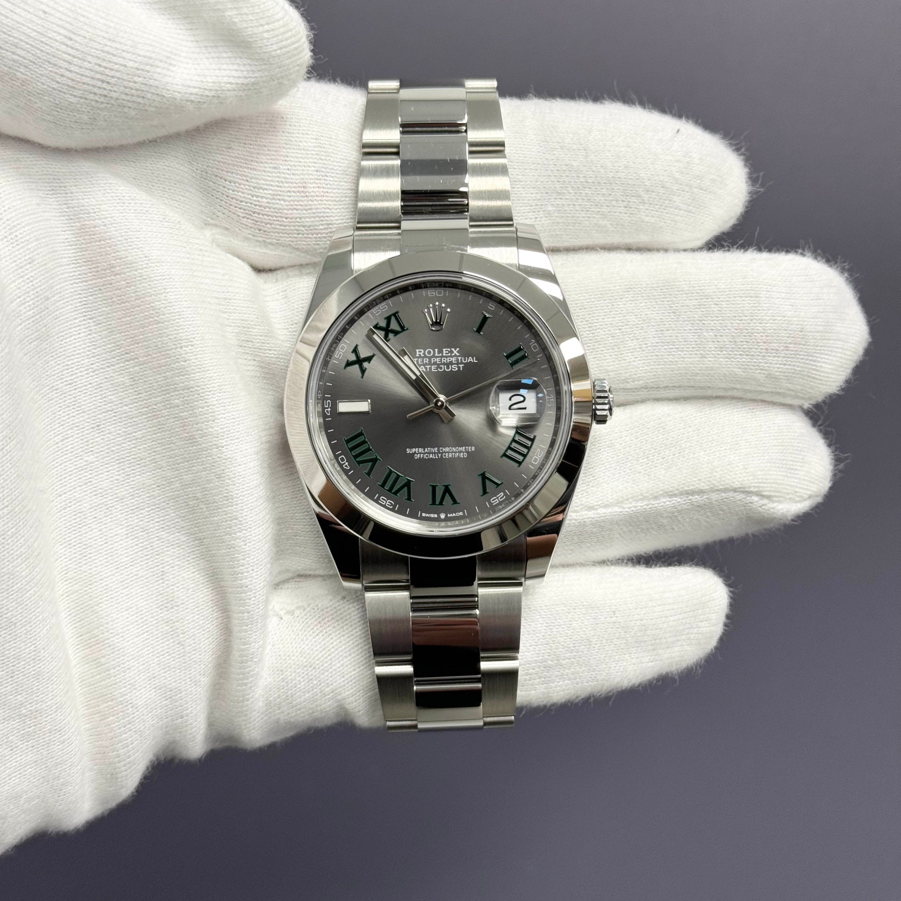 Rolex Datejust 41mm Stainless Steel Wimbledon Dial Watch Ref# 126300 - Happy Jewelers Fine Jewelry Lifetime Warranty