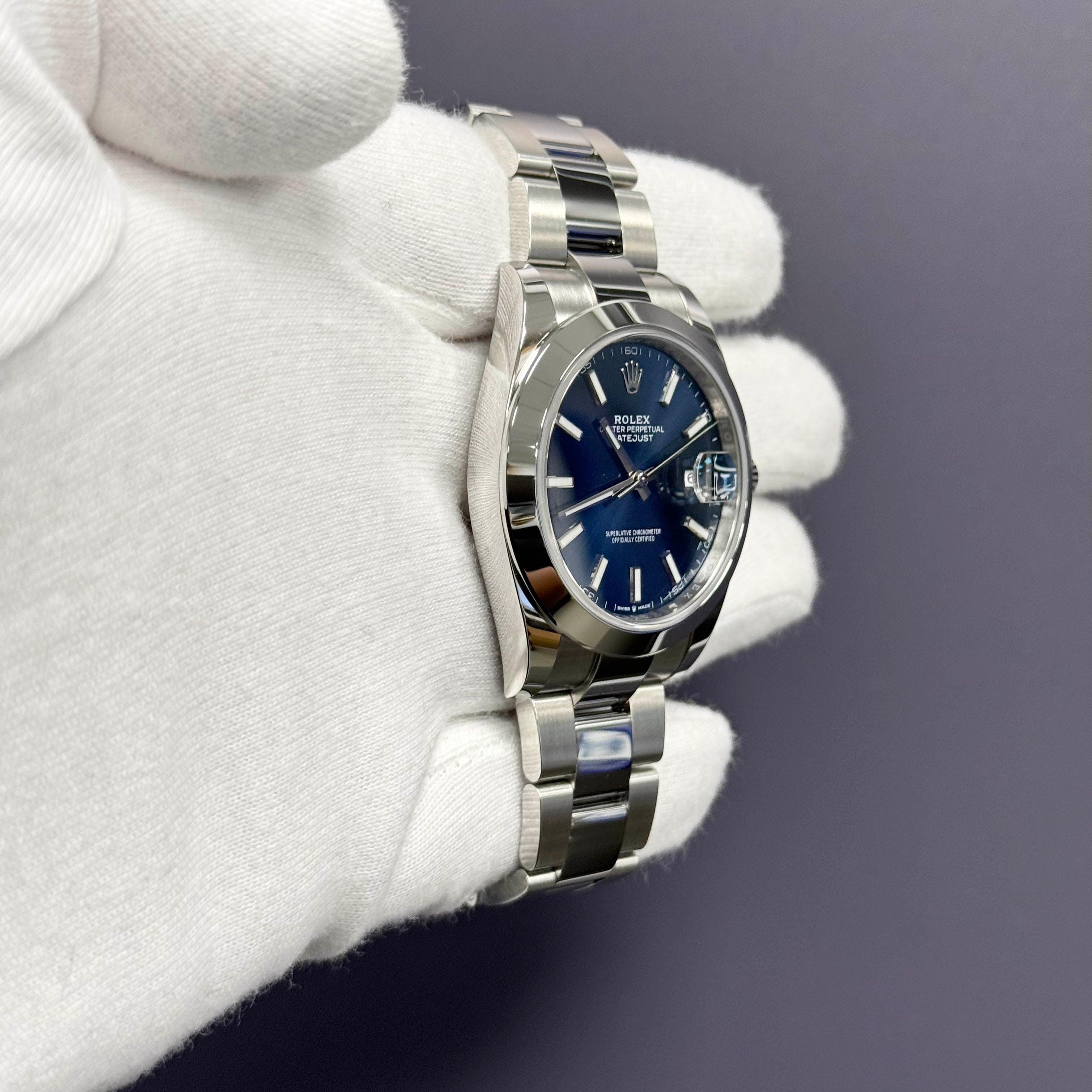 Rolex Datejust 41mm Stainless Steel Blue Dial Watch Ref# 126300 - Happy Jewelers Fine Jewelry Lifetime Warranty