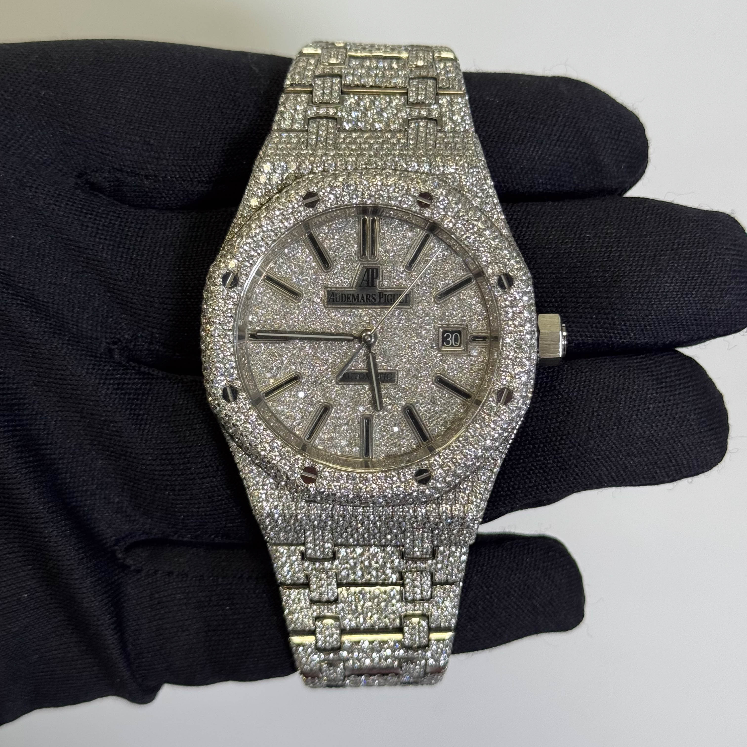 Audemars Piguet Royal Oak 41mm Iced Out Dial Ref# 15400ST.OO.1220ST.02 - Happy Jewelers Fine Jewelry Lifetime Warranty