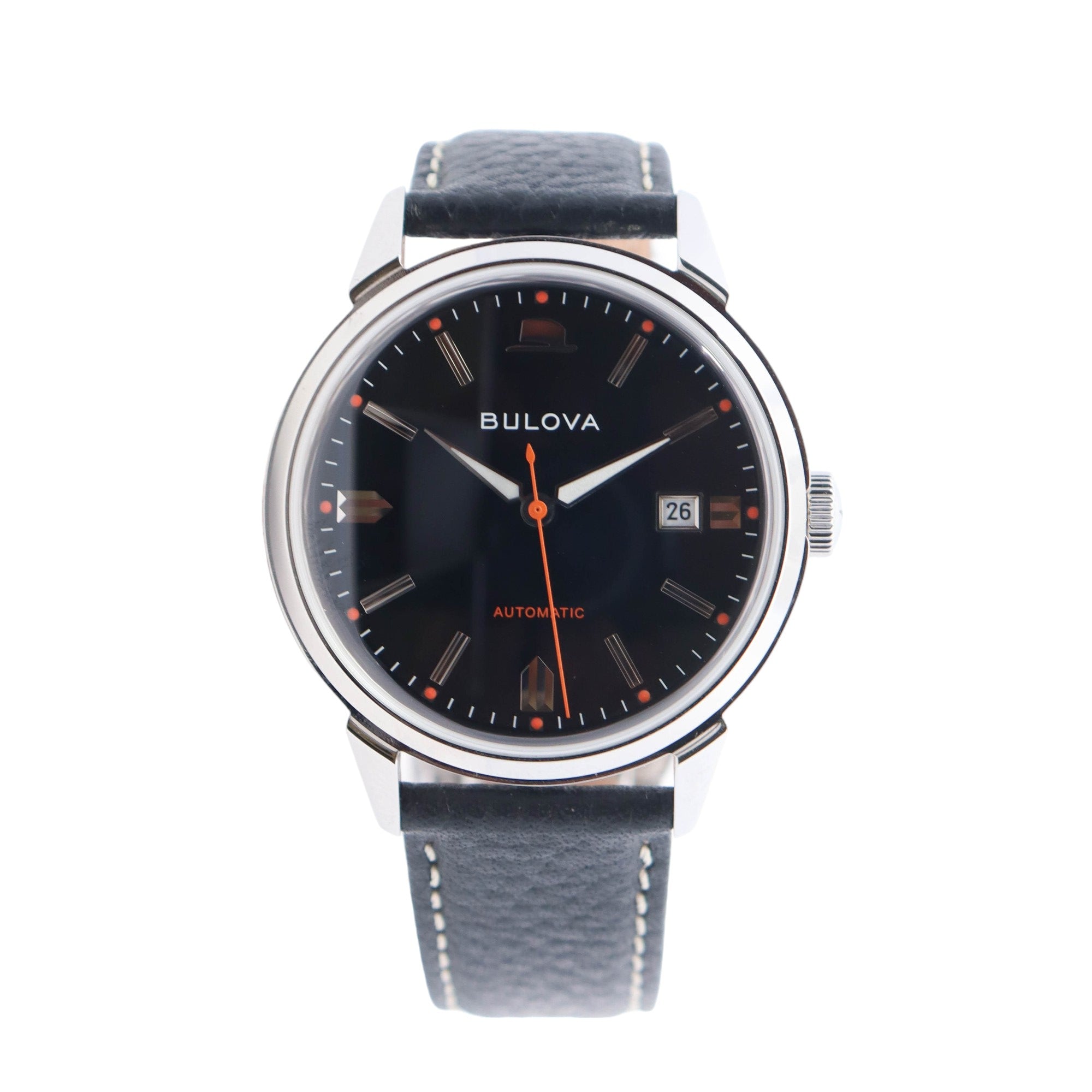 Bulova Summer Wind Sinatra edition Stainless Steel 40mm Black Stick Dial Watch Ref# 96B381 - Happy Jewelers Fine Jewelry Lifetime Warranty