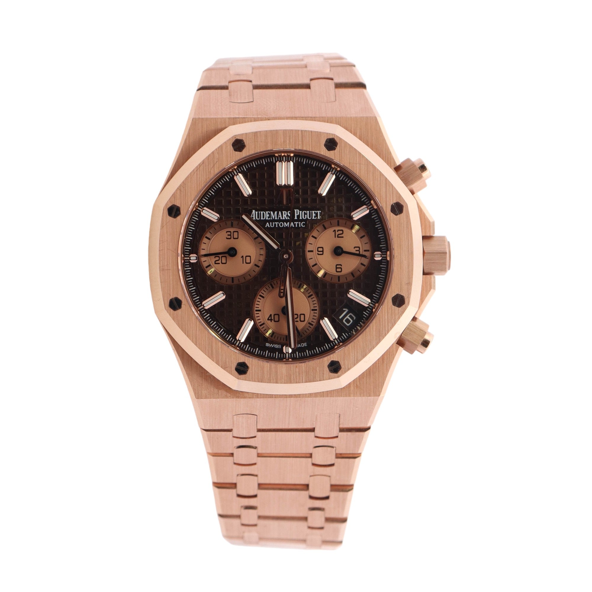 Audemars Piguet Royal Oak Rose Gold 41mm Chocolate Chronograph Dial Watch Reference# 26239OR.OO.1220OR.02 - Happy Jewelers Fine Jewelry Lifetime Warranty