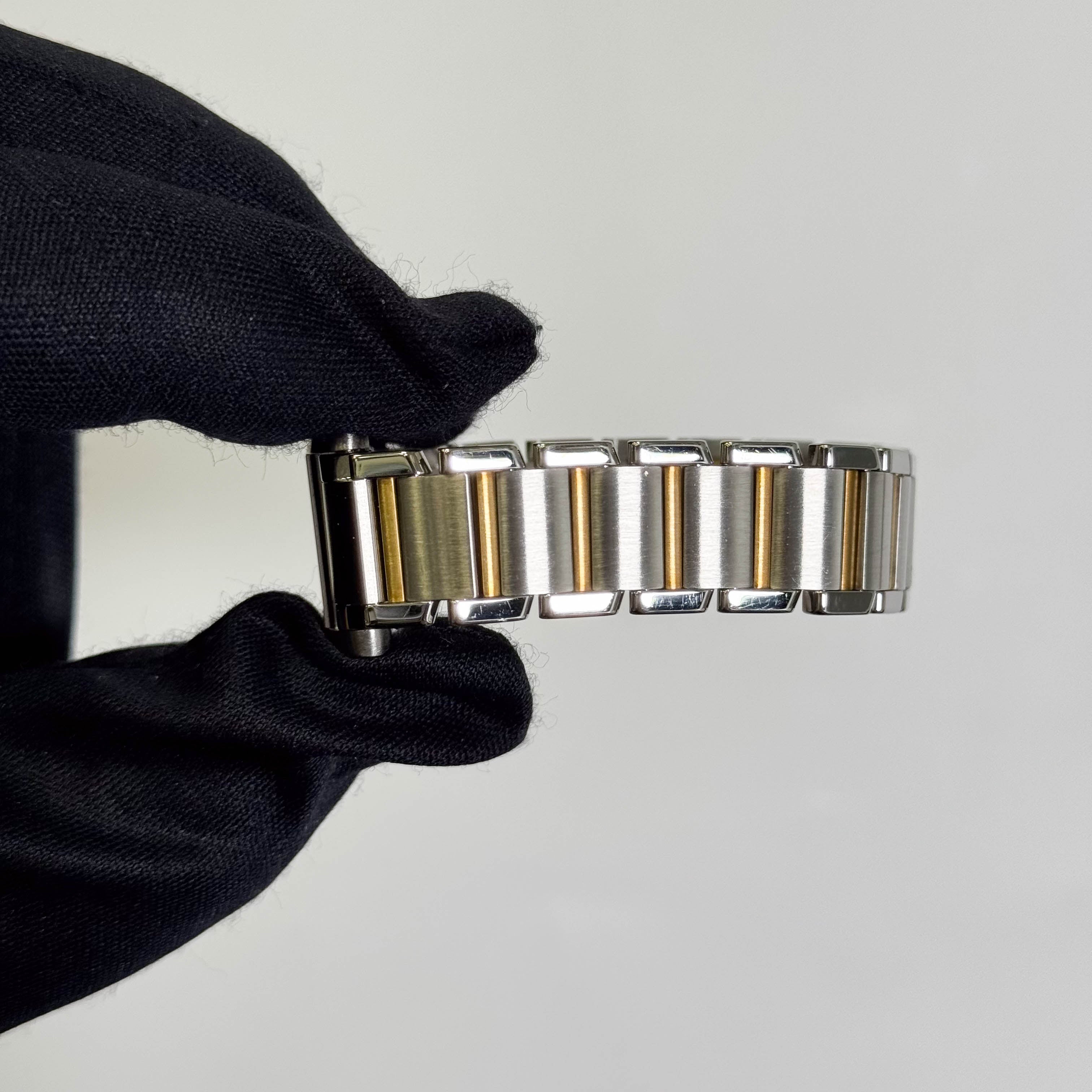 Cartier Tank Two-Tone Yellow Gold & Steel 25x20mm White Dial Watch Ref# W51007Q4