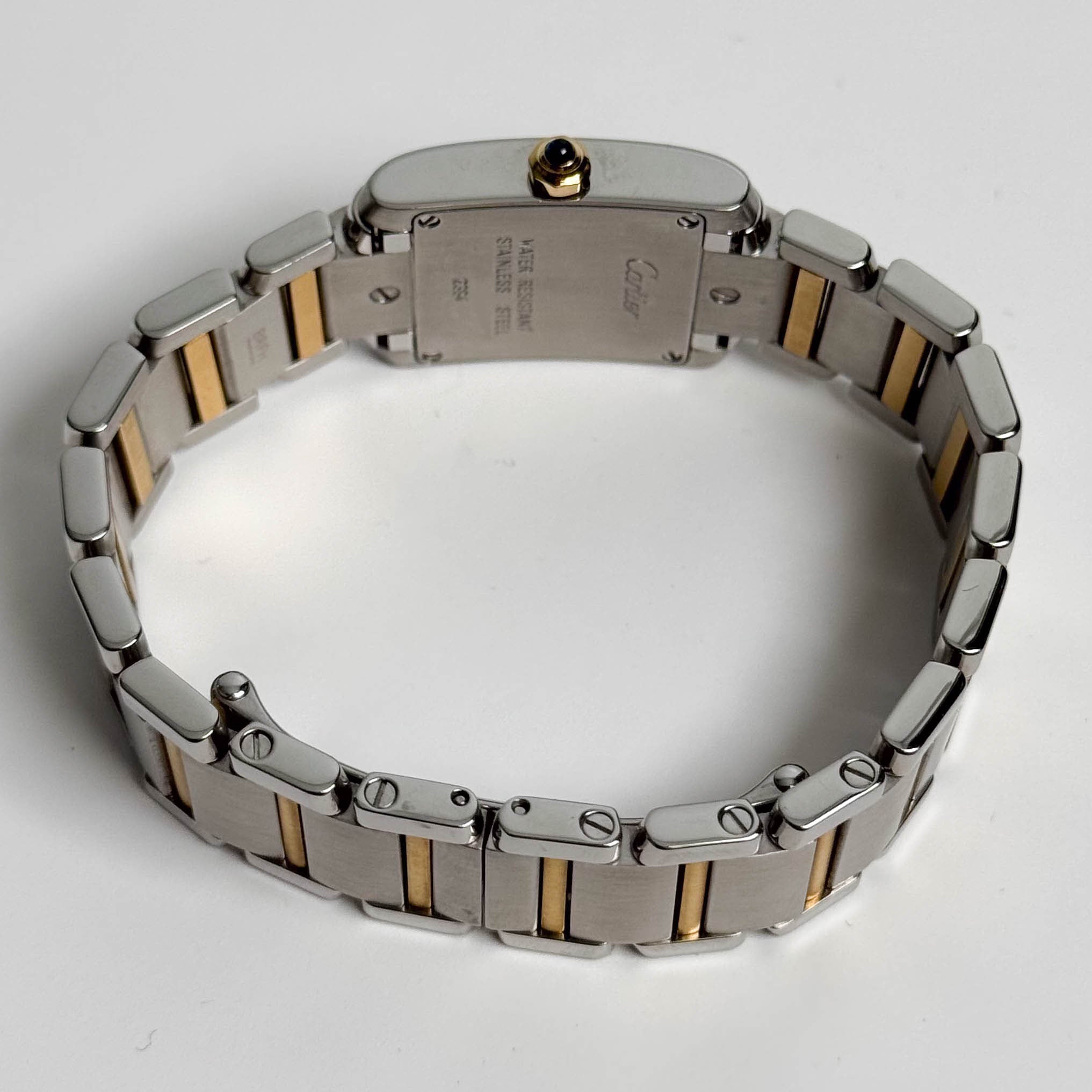 Cartier Tank Two-Tone Yellow Gold & Steel 25x20mm White Dial Watch Ref# W51007Q4