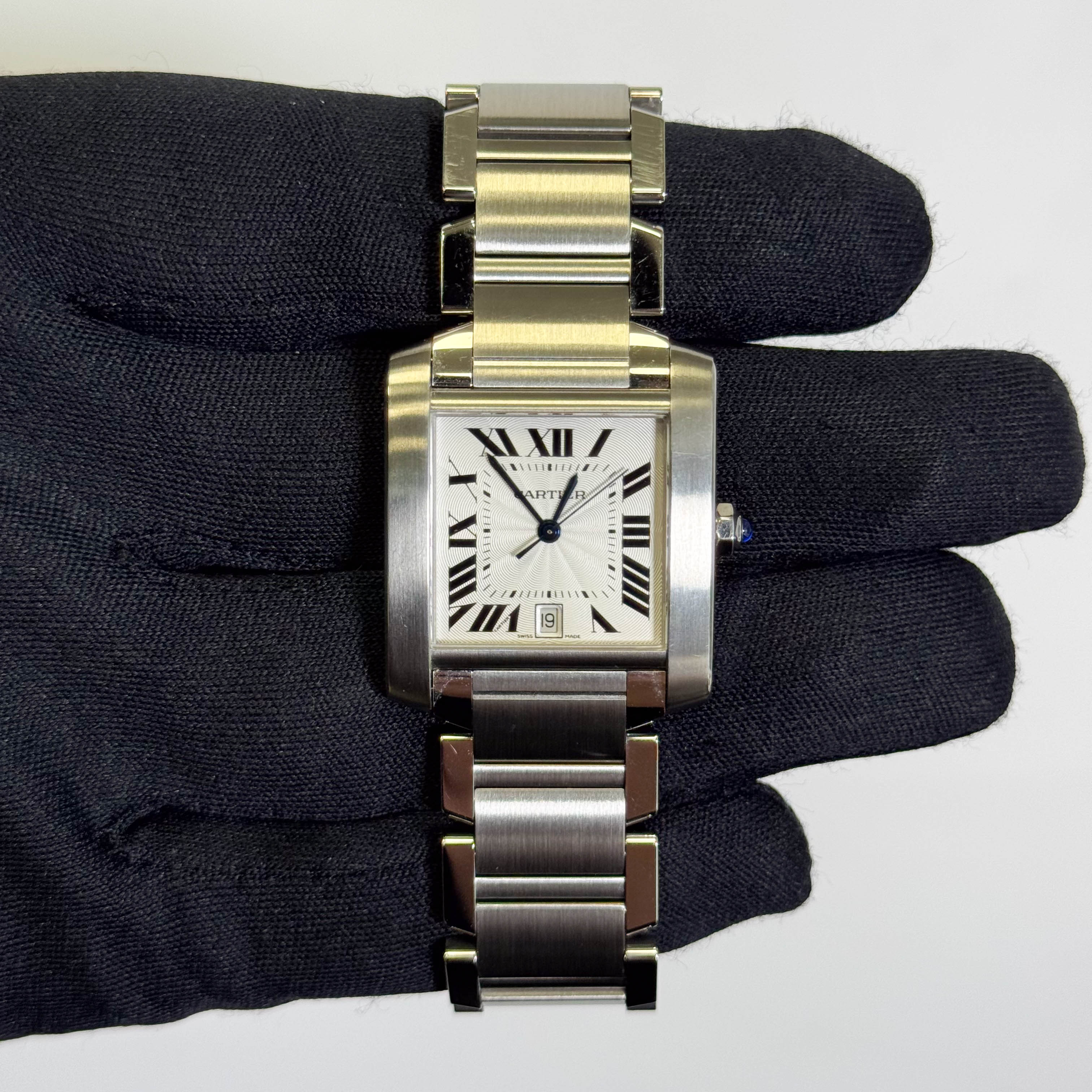 Cartier Tank Française Stainless Steel 28mm White Dial Watch Ref# W51002Q3 - Happy Jewelers Fine Jewelry Lifetime Warranty