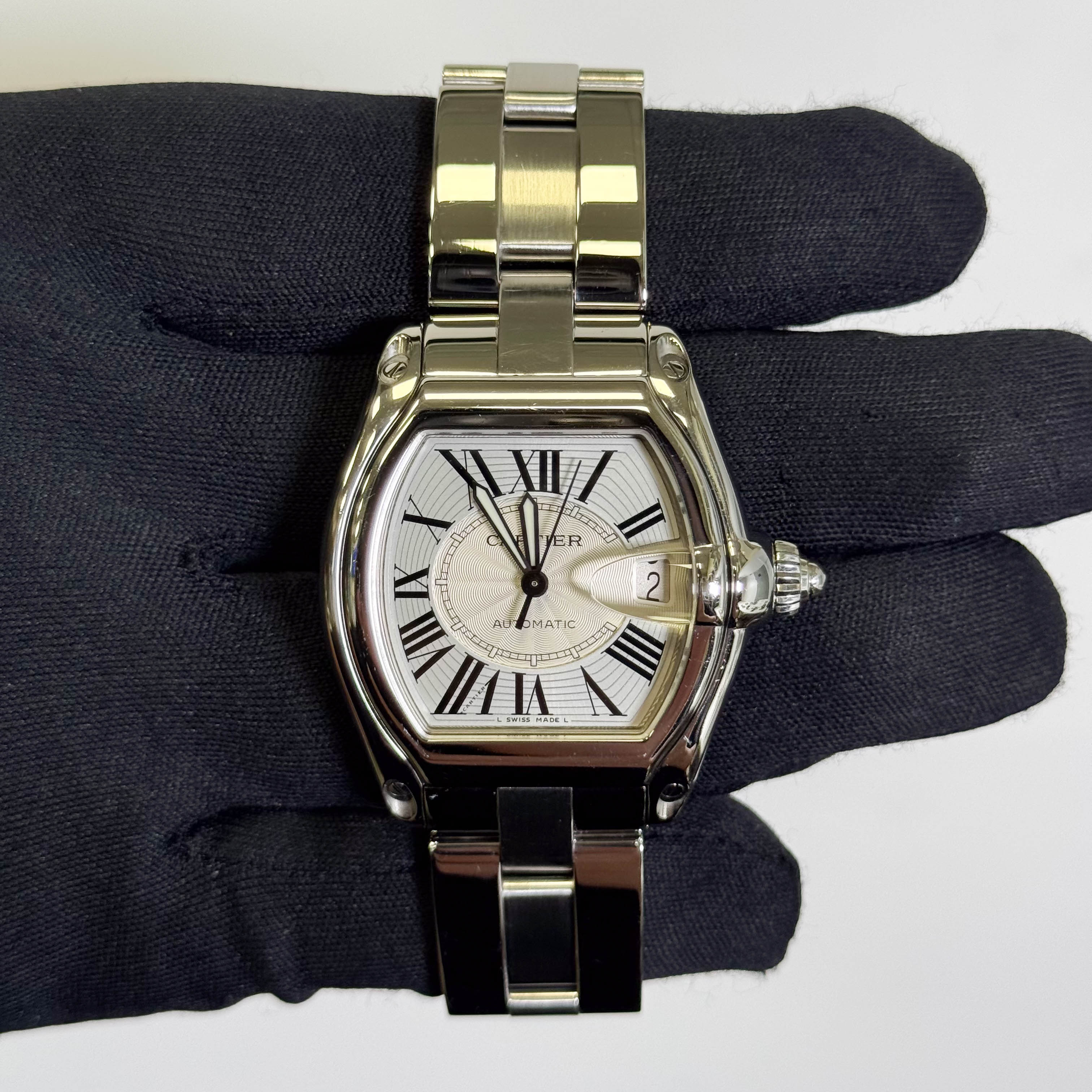 Cartier Roadster 35mm Silver Dial Watch Ref# W62025V3