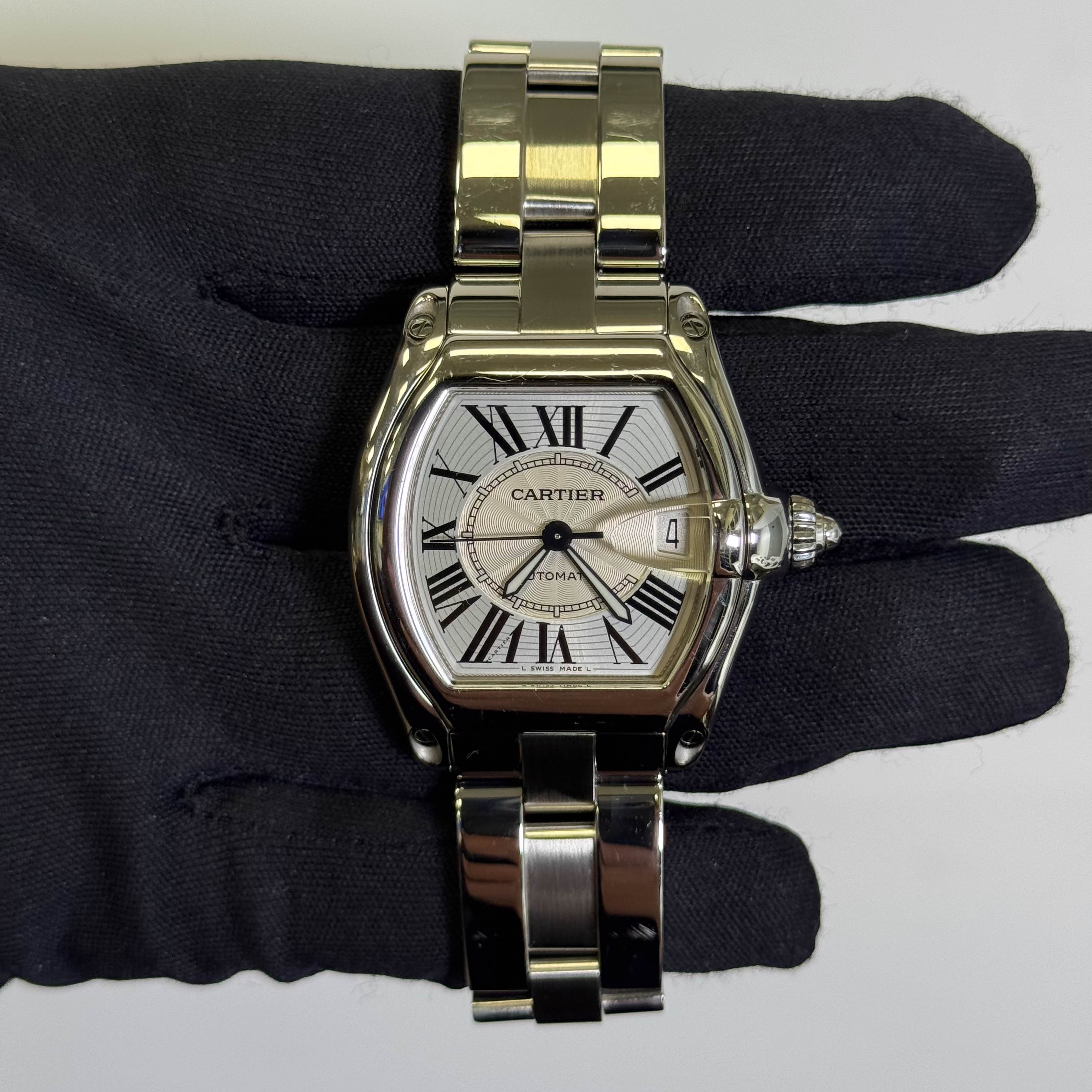 Cartier Roadster 35mm Silver Dial Watch Ref# W62025V3