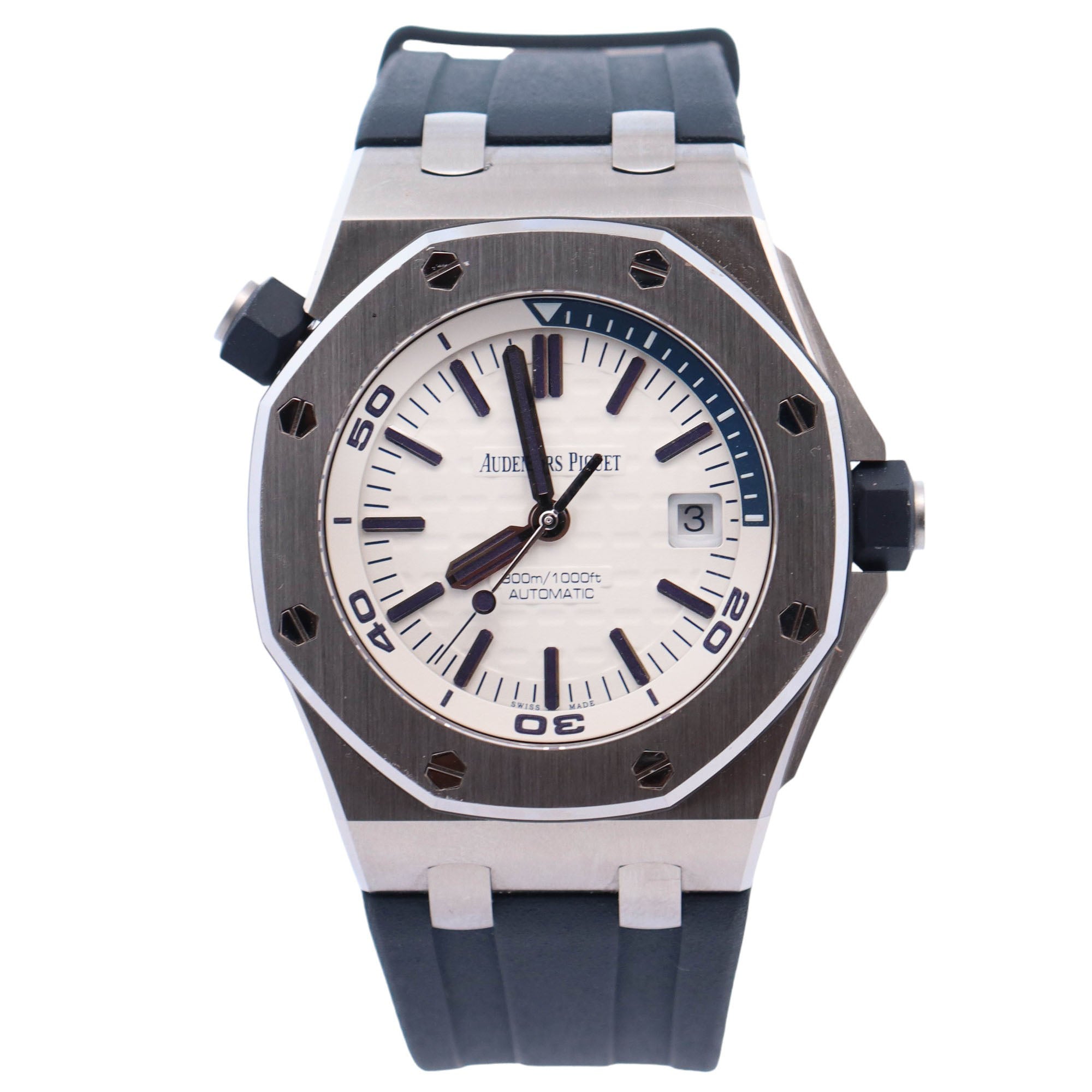 Audemars Piguet Royal Oak 42mm White Dial Ref# 15710ST.OO.A010CA.01 - Happy Jewelers Fine Jewelry Lifetime Warranty
