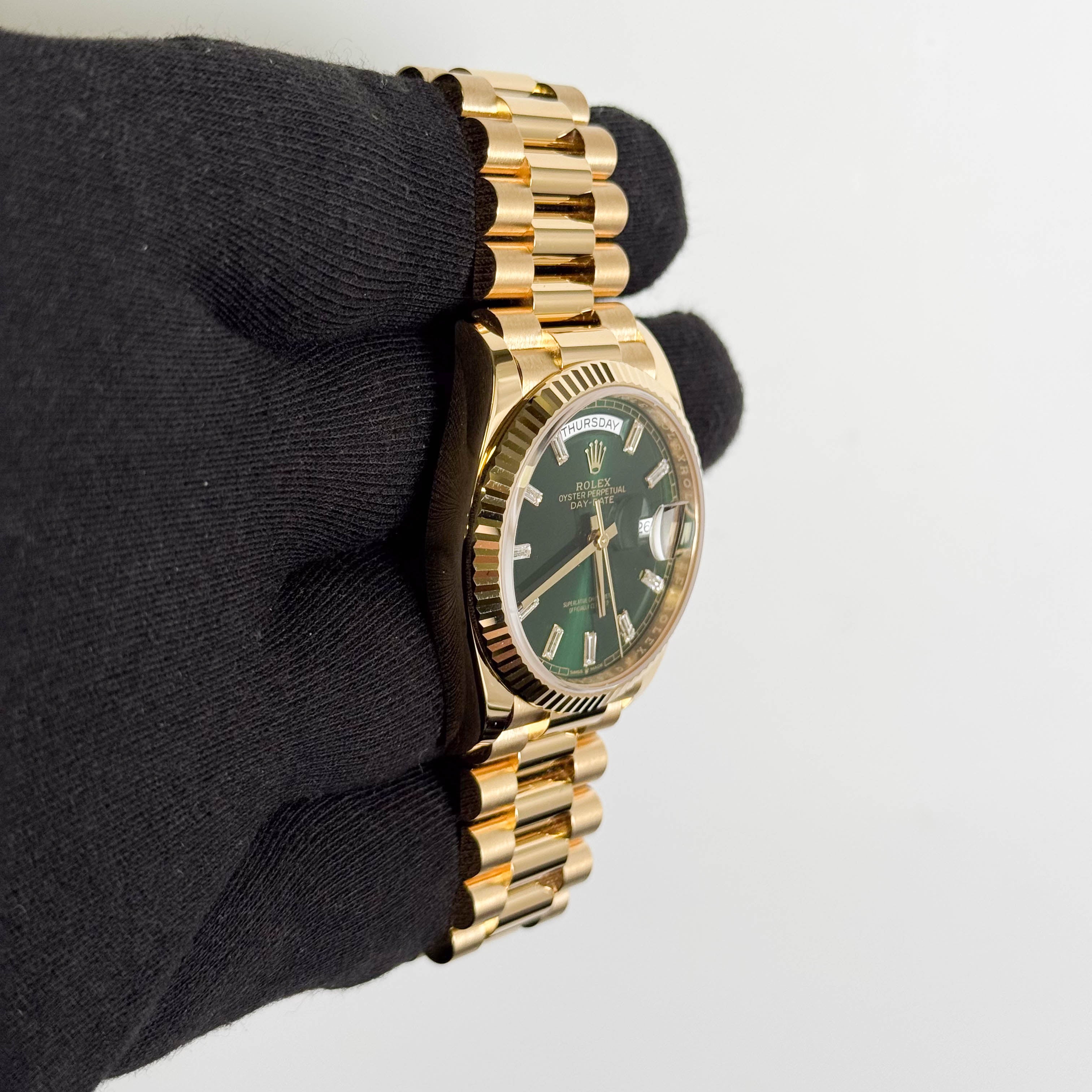 Rolex Day-Date 36mm Ombre Green Dial Watch Ref# 128238 - Happy Jewelers Fine Jewelry Lifetime Warranty