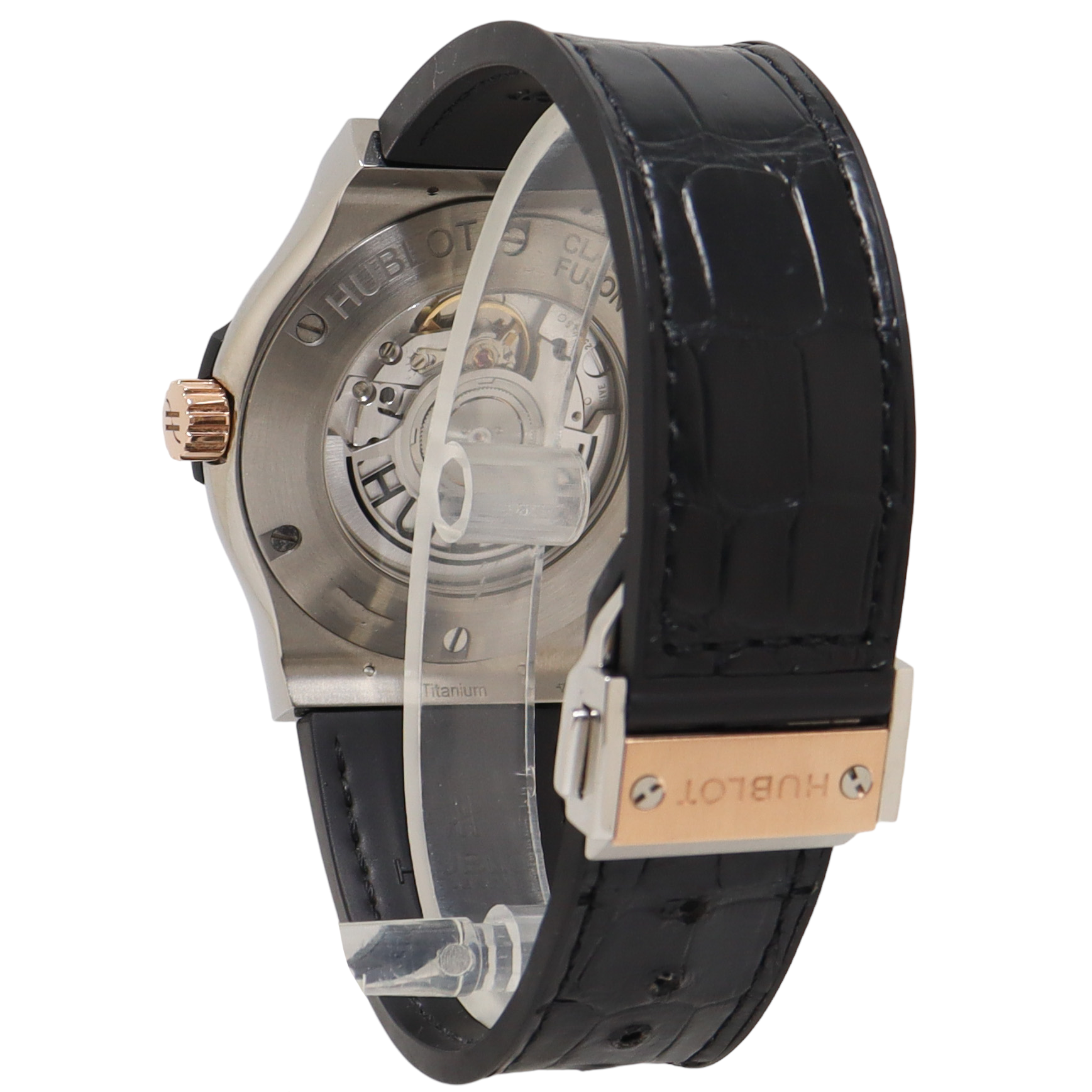 Hublot Classic Fusion Titanium 42mm Black with Rose Gold Stick Dial Watch Reference#: 542.NO.1181.LR - Happy Jewelers Fine Jewelry Lifetime Warranty