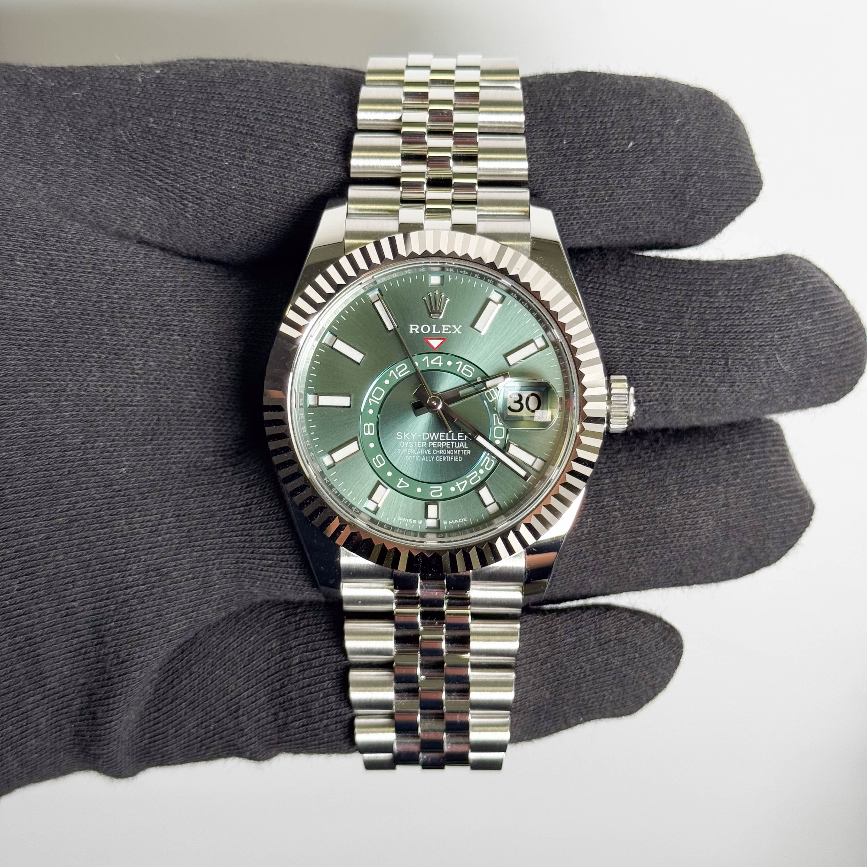 Rolex Sky-Dweller 42mm Green Dial Watch Ref# 336934 - Happy Jewelers Fine Jewelry Lifetime Warranty