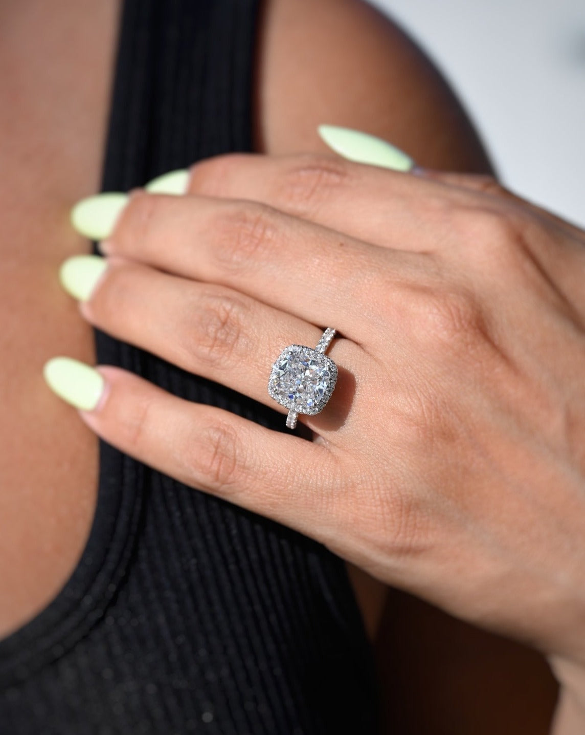 3.46 Cushion Natural Diamond Engagement Ring with Halo - Happy Jewelers Fine Jewelry Lifetime Warranty