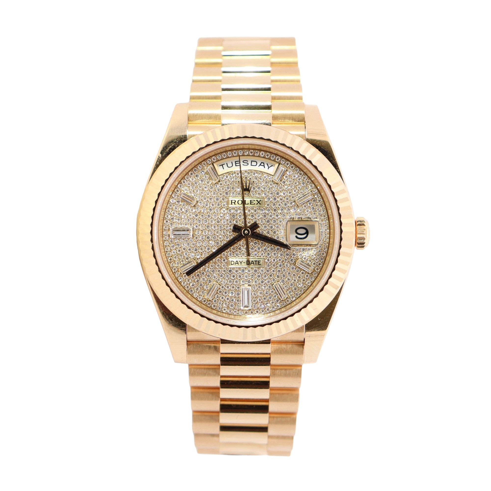 Rolex Day Date 40mm Factory Pave Dial Watch Ref# 228238 - Happy Jewelers Fine Jewelry Lifetime Warranty