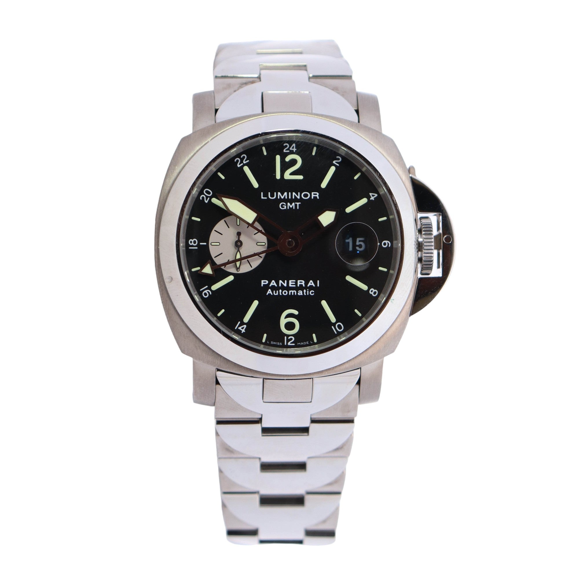 Panerai Luminor GMT Black/Arabic Dial Watch Ref#PAM00244 - Happy Jewelers Fine Jewelry Lifetime Warranty