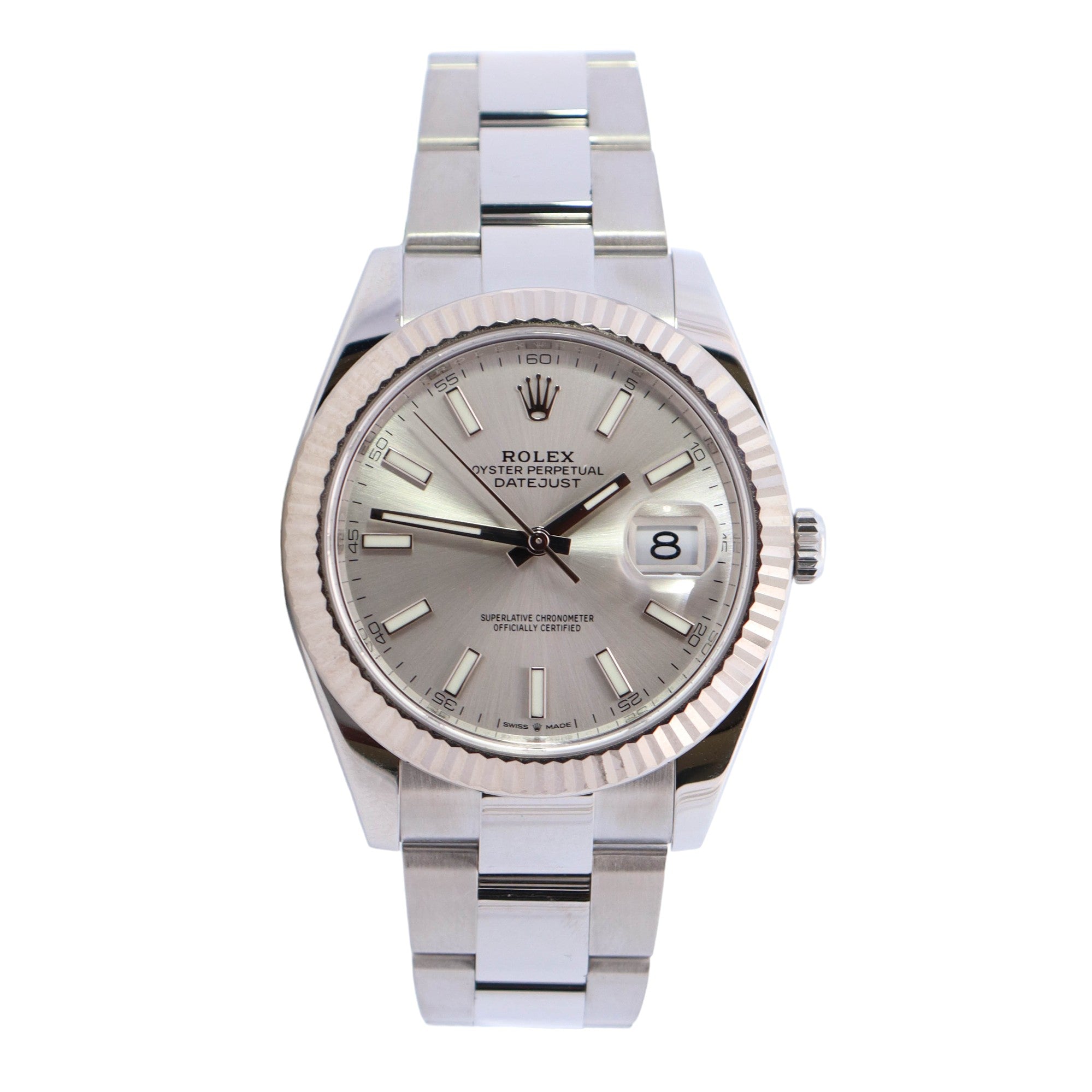 Rolex Datejust Silver Stick Dial Watch Ref# 126334 - Happy Jewelers Fine Jewelry Lifetime Warranty