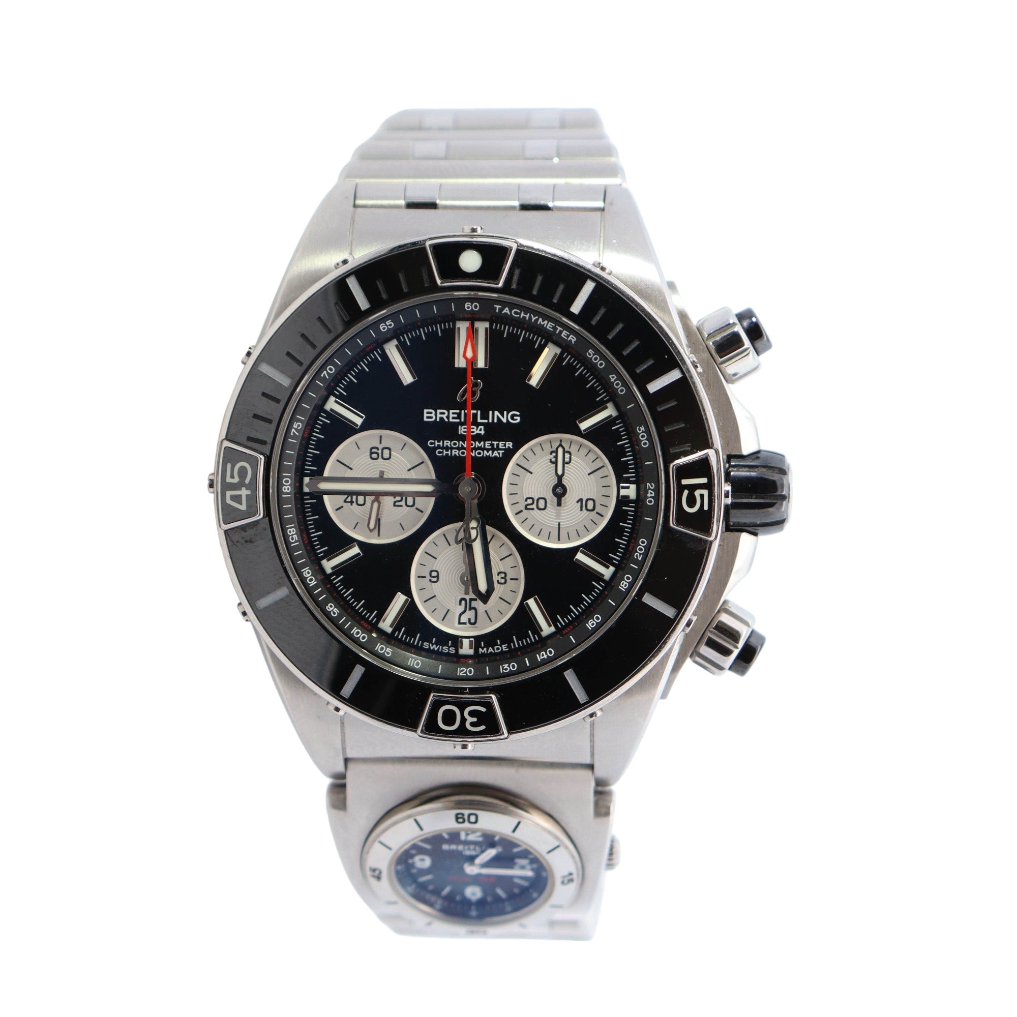 Breitling Super Chronomat 44mm Black Dial Watch Ref# AB0136 - Happy Jewelers Fine Jewelry Lifetime Warranty