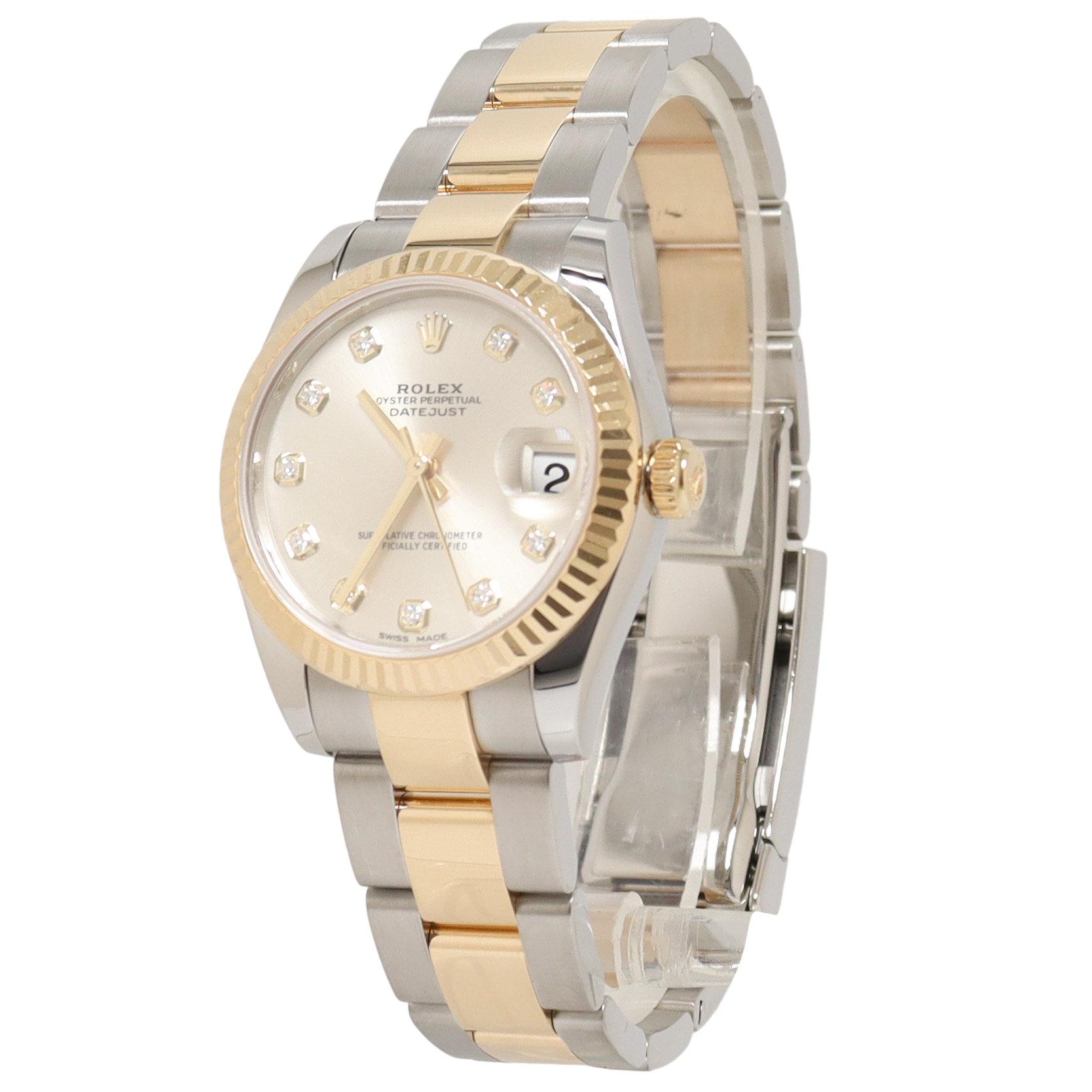 Rolex Datejust Two Tone Stainless Steel & Yellow Gold 31mm Champagne Diamond Dial Watch Reference# 178273 - Happy Jewelers Fine Jewelry Lifetime Warranty