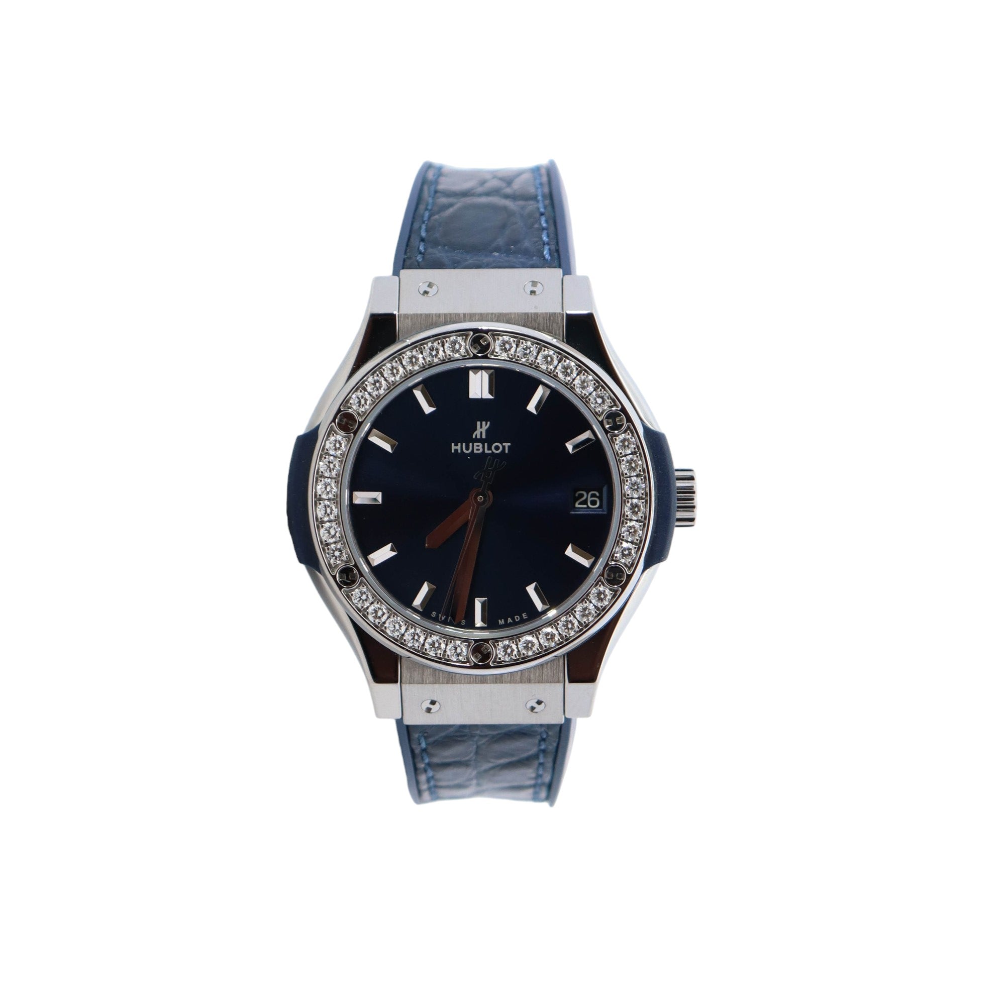 Hublot Classic Fusion 33mm Blue Dial Watch Ref# 581.NX.7170.RX.1104 - Happy Jewelers Fine Jewelry Lifetime Warranty