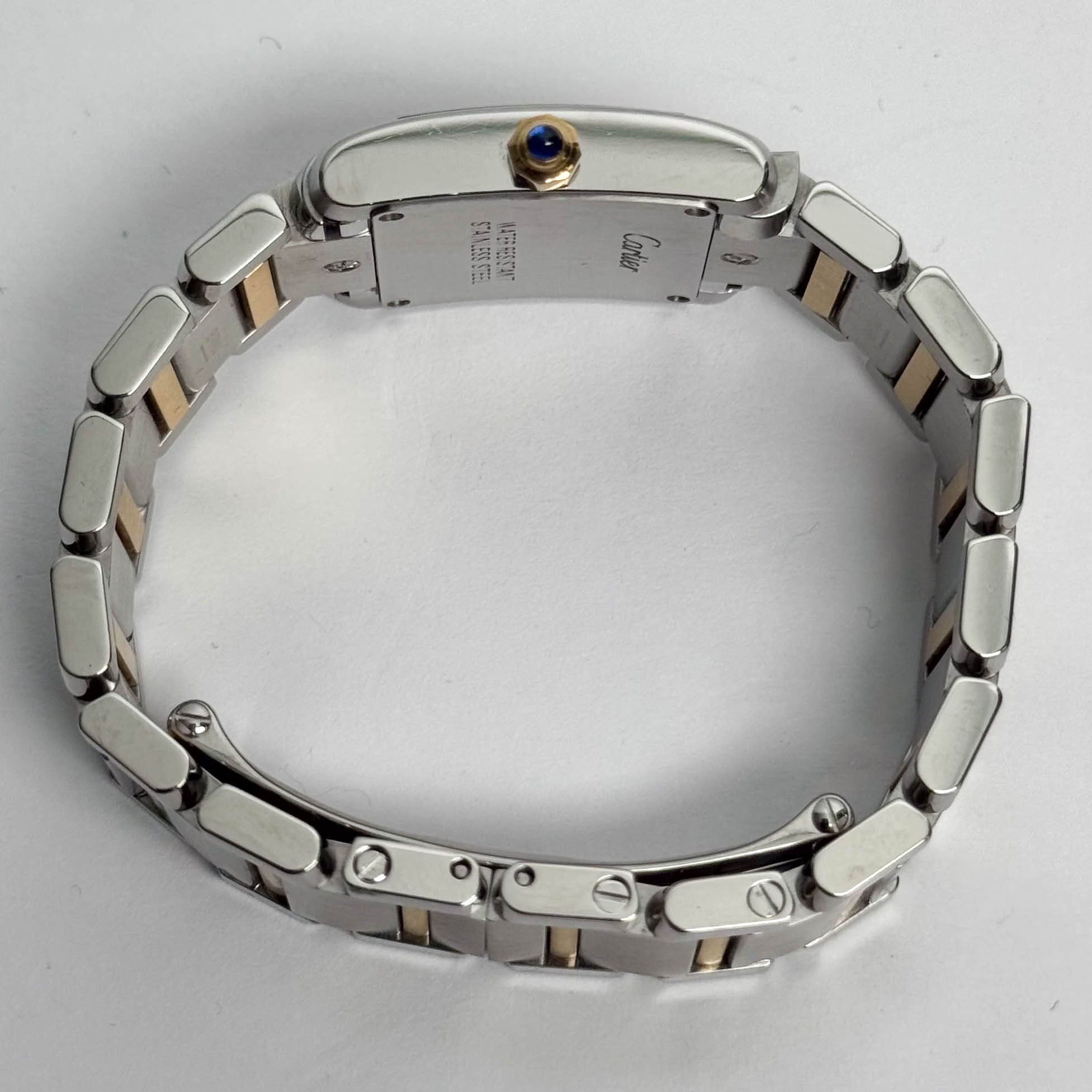 Cartier Tank Two-Tone Yellow Gold & Steel 25x20mm White Dial Watch Ref# W51007Q4