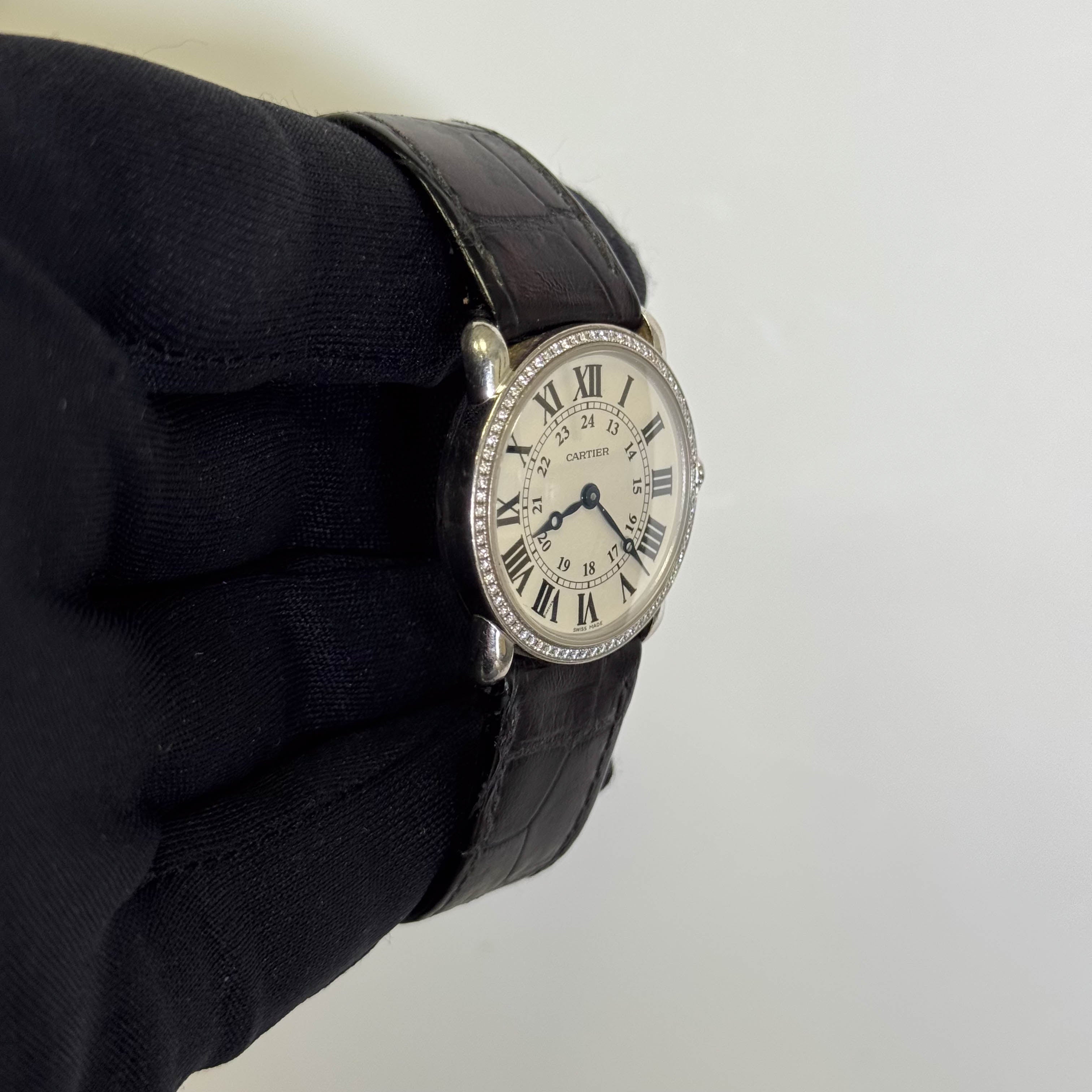 Cartier Ronde Louis 28mm 18K White Gold Cream Roman Dial Watch Ref# WR000251