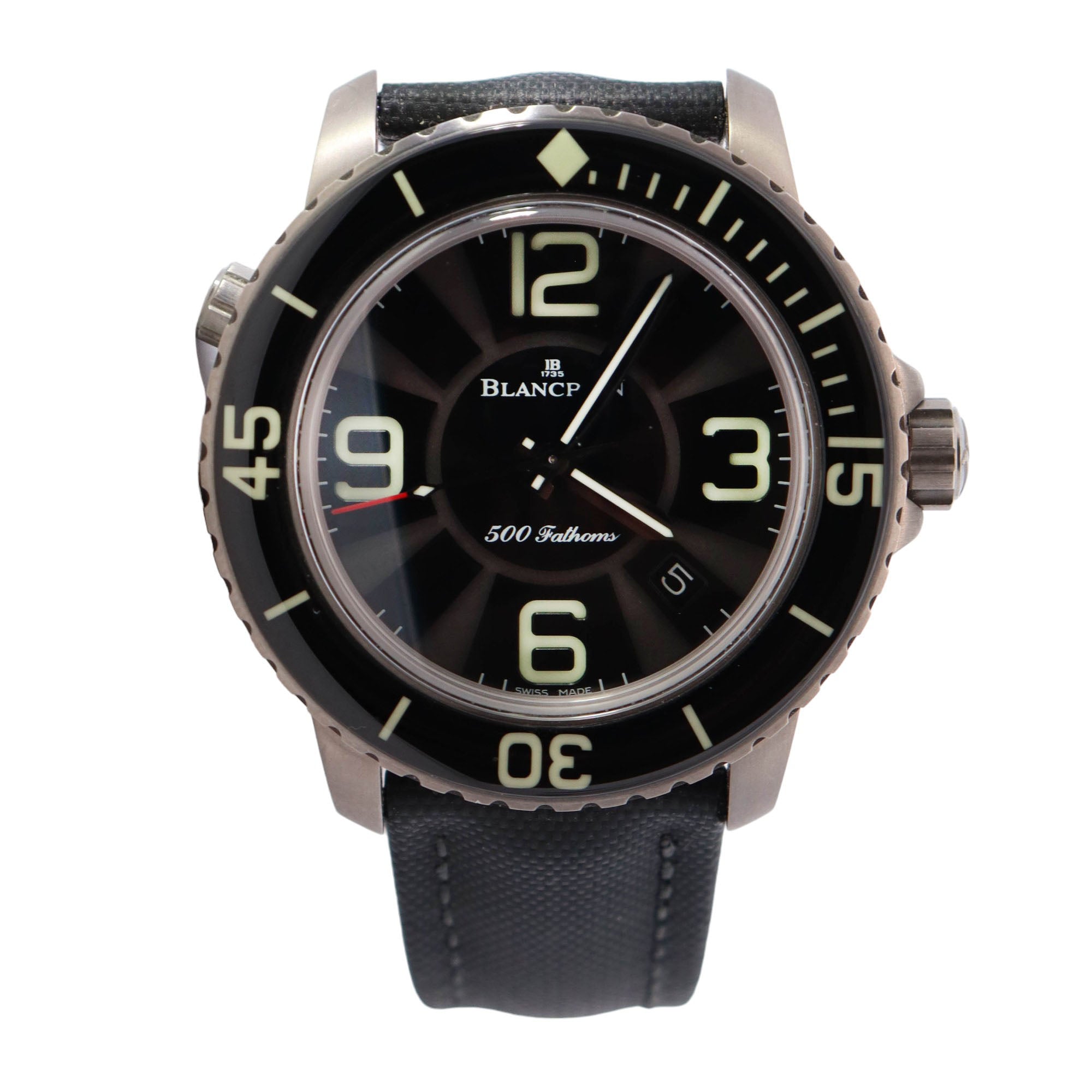 Blancpain Fifty Fathoms 48mm Black Dial Watch Ref# 50015-12B3052 - Happy Jewelers Fine Jewelry Lifetime Warranty