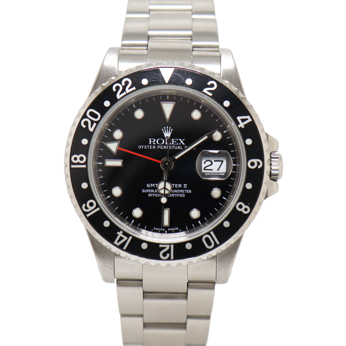 Rolex GMT Master Stainless Steel 40mm Black Dot Dial Watch Reference# 16710