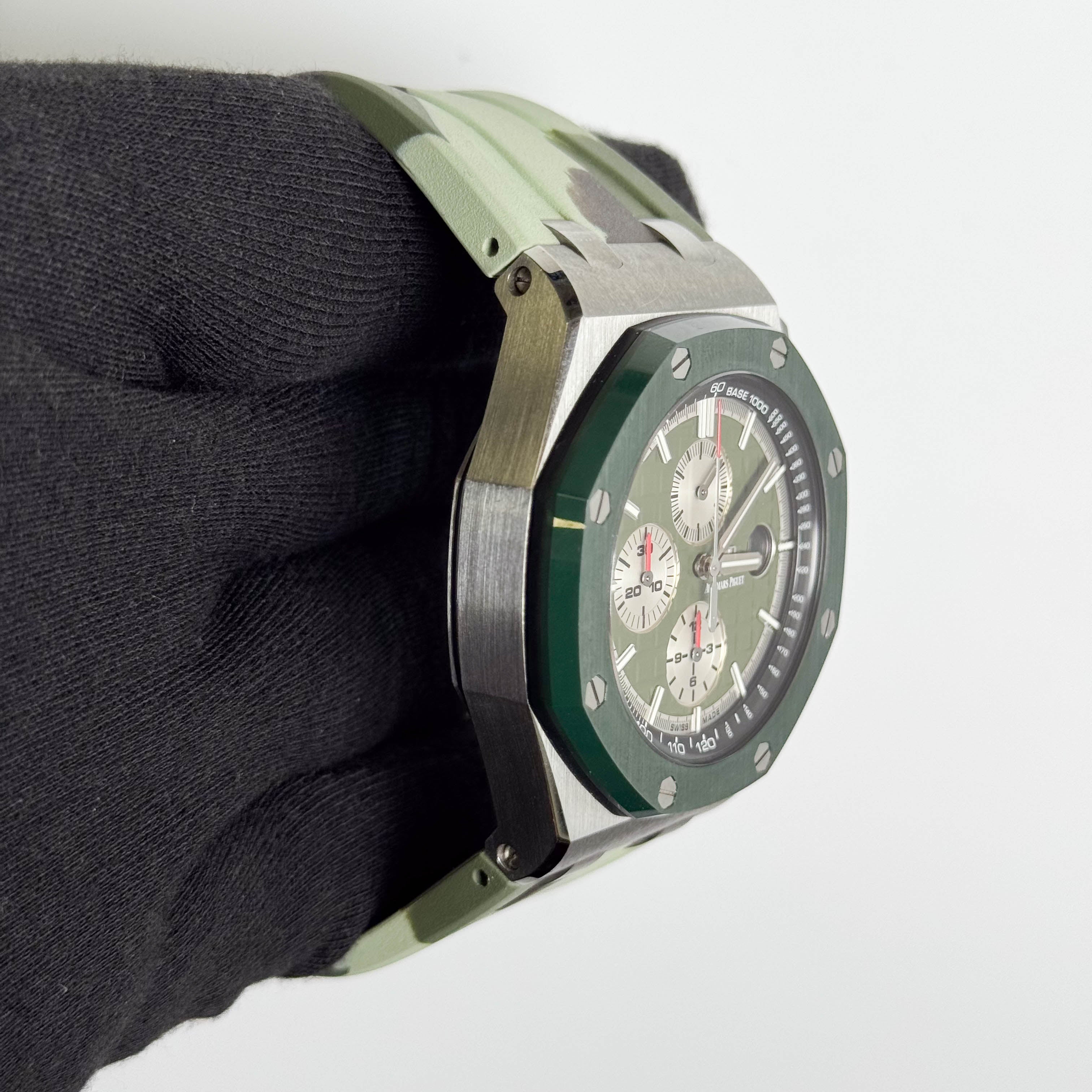 Audemars Piguet Royal Oak Offshore 44mm Green Chronograph Dial Watch Ref# 26400SO.OO.A055CA.01 - Happy Jewelers Fine Jewelry Lifetime Warranty