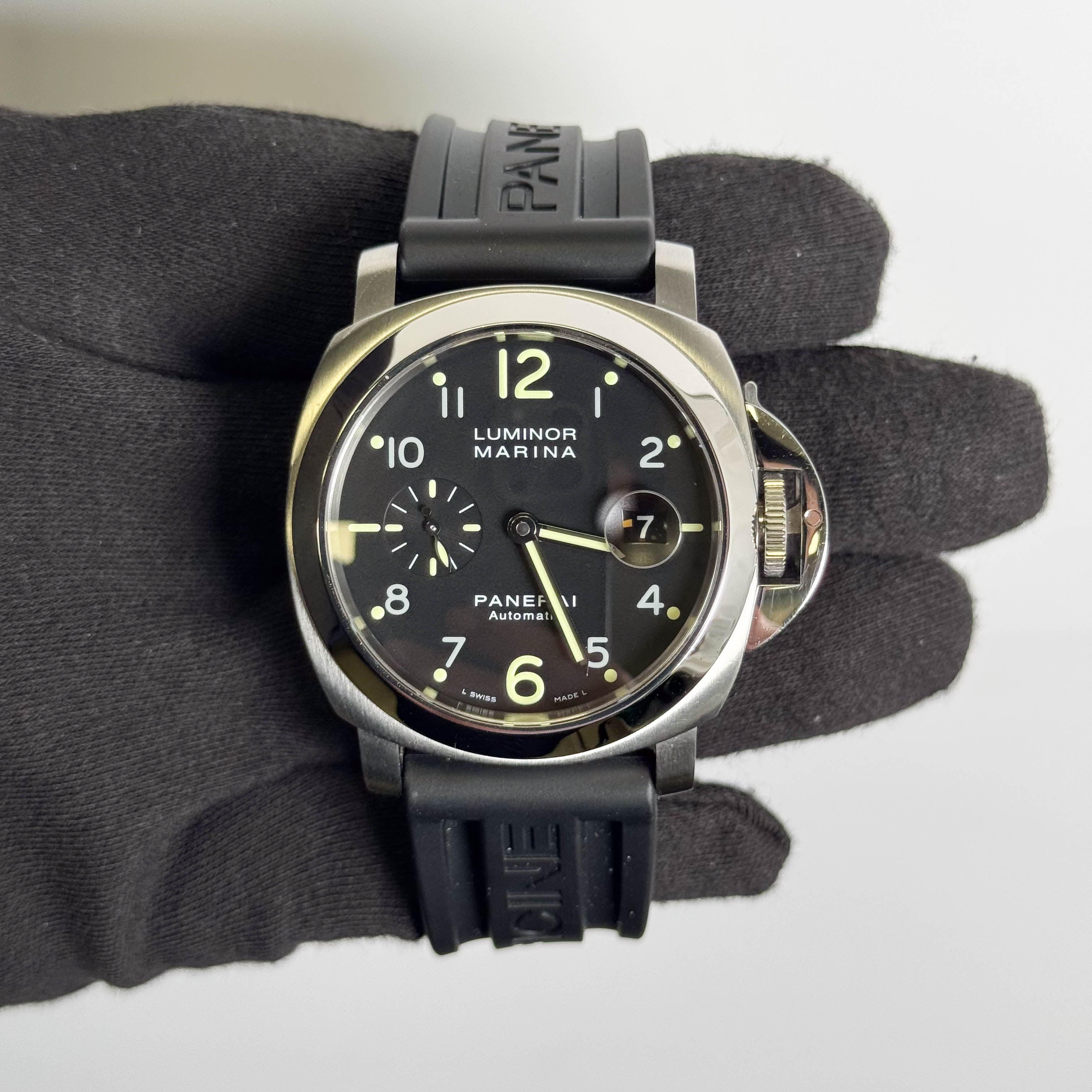 Panerai Luminor Marina Acciaio 44mm Black Dial Watch Ref# PAM00164