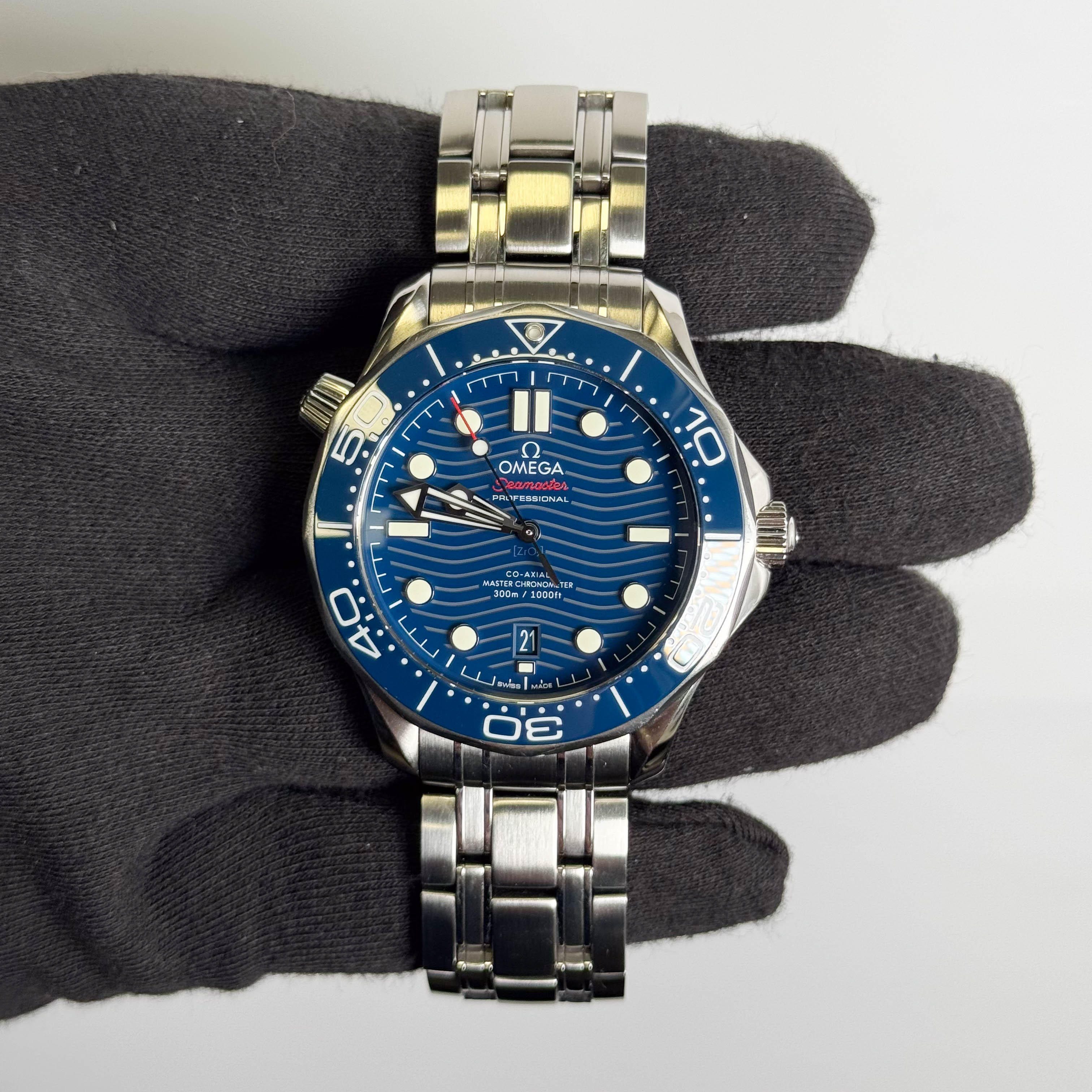 Omega Seamaster 42mm Blue Wave Dial Watch Ref# 210.30.42.20.03.001