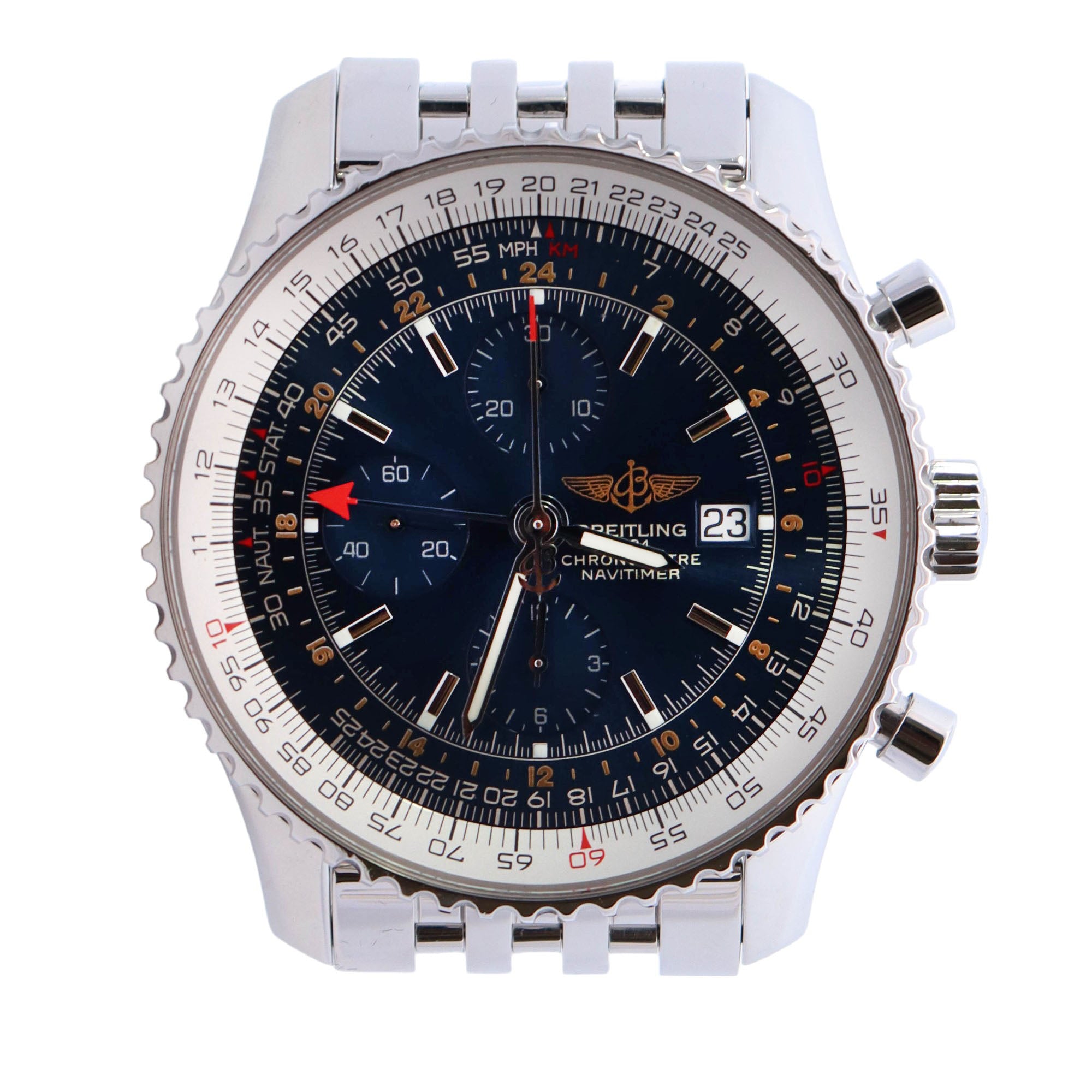 Breitling Navitimer 45mm Blue Dial Watch Ref# A243221 - Happy Jewelers Fine Jewelry Lifetime Warranty