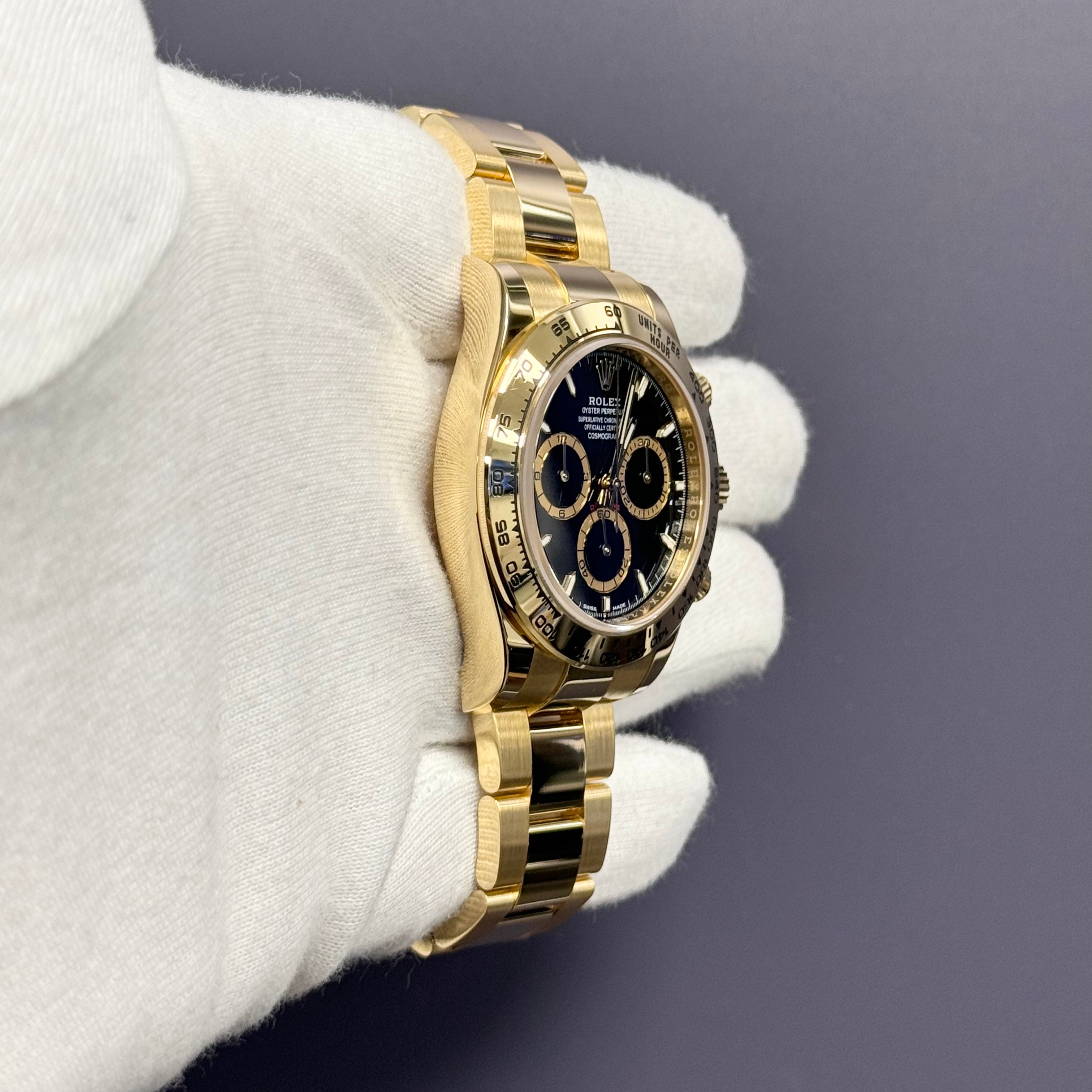 Rolex Daytona 40mm Yellow Gold Black Dial Watch Ref# 126508 - Happy Jewelers Fine Jewelry Lifetime Warranty