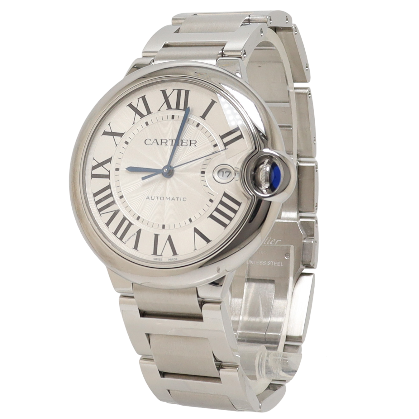 Cartier Ballon Bleu Stainless Steel 36mm Silver Roman Dial Watch Reference# WSBB0048 - Happy Jewelers Fine Jewelry Lifetime Warranty